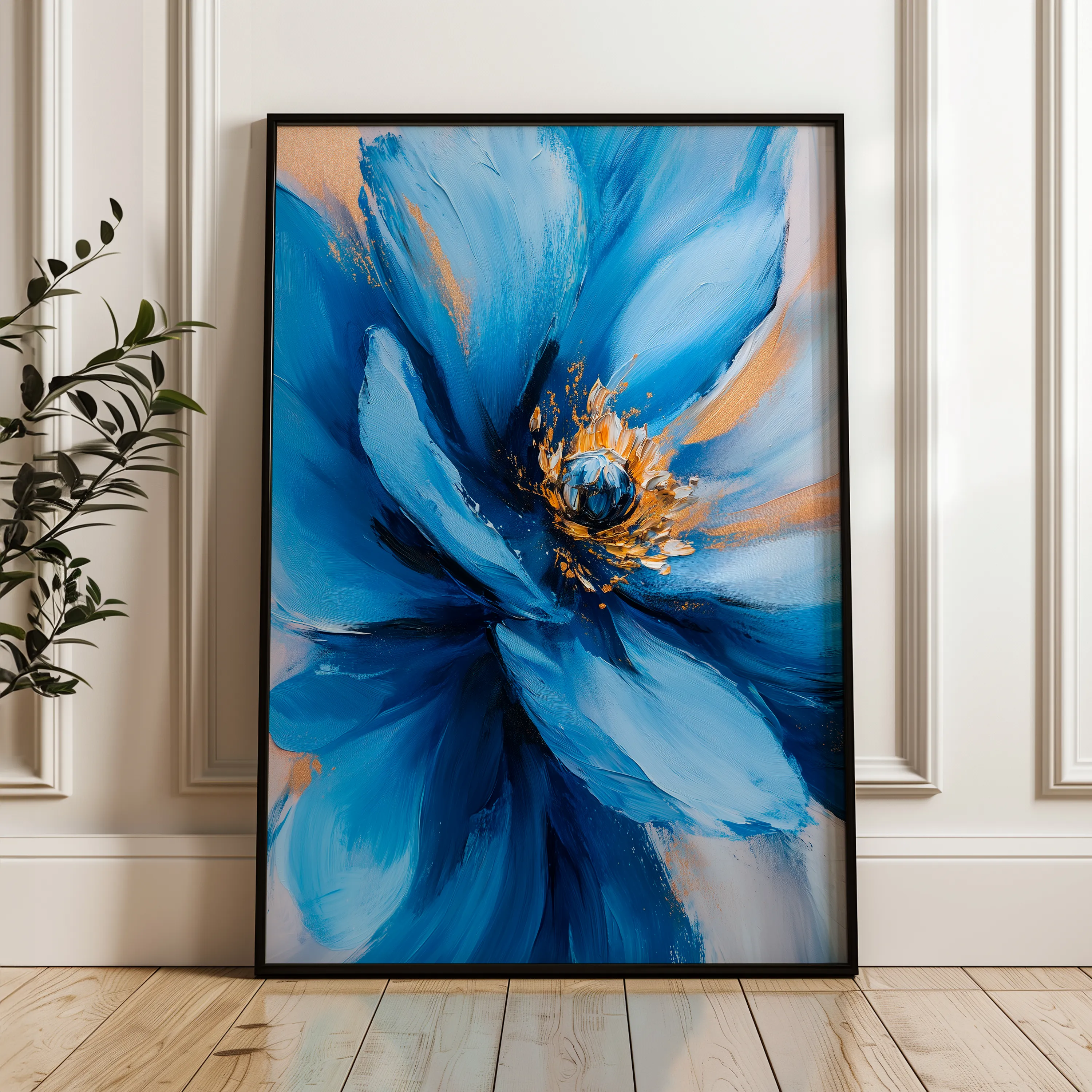 Floral 1480 Canvas Art 60 x 40 cm / Black