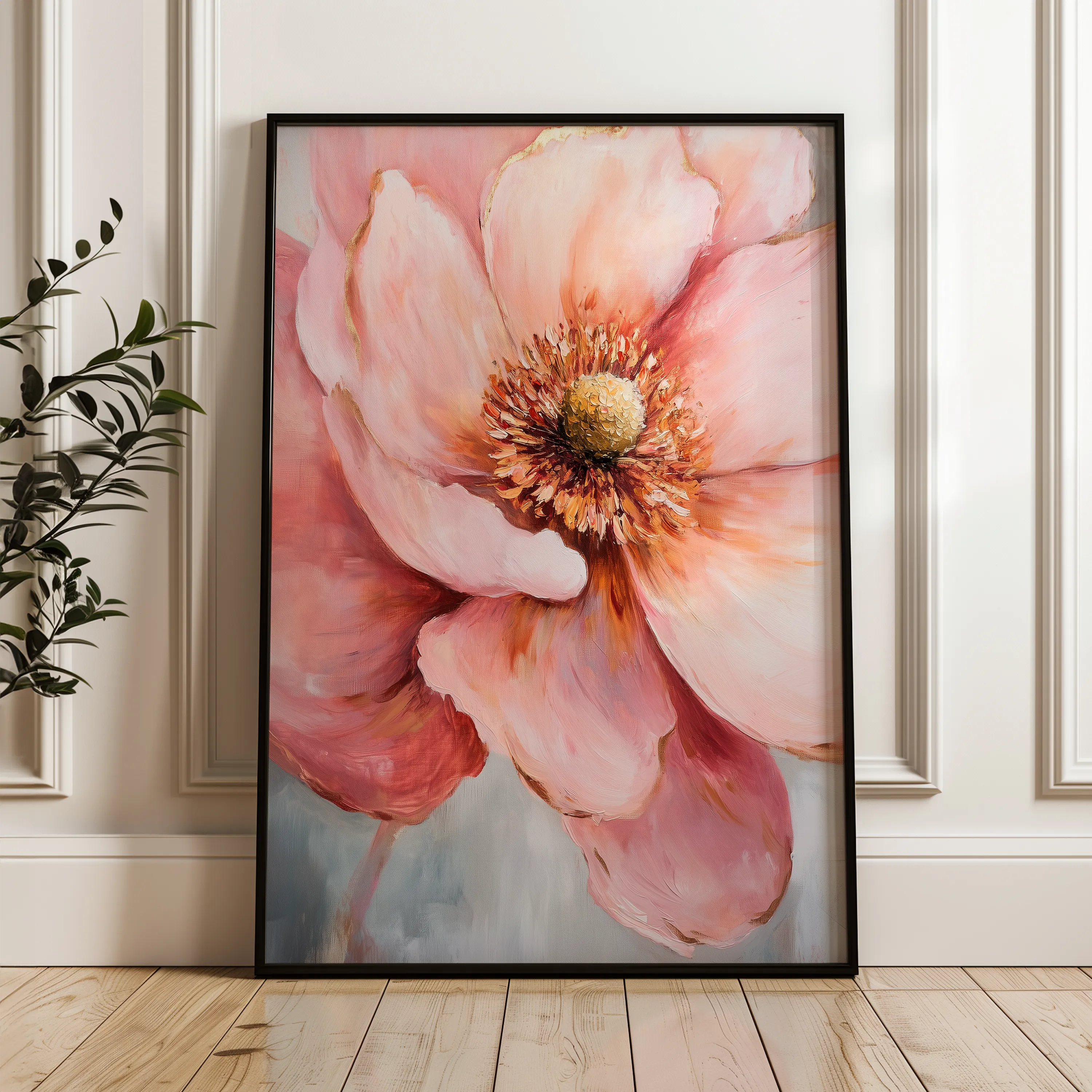 Floral 1481 Canvas Art 60 x 40 cm / Black