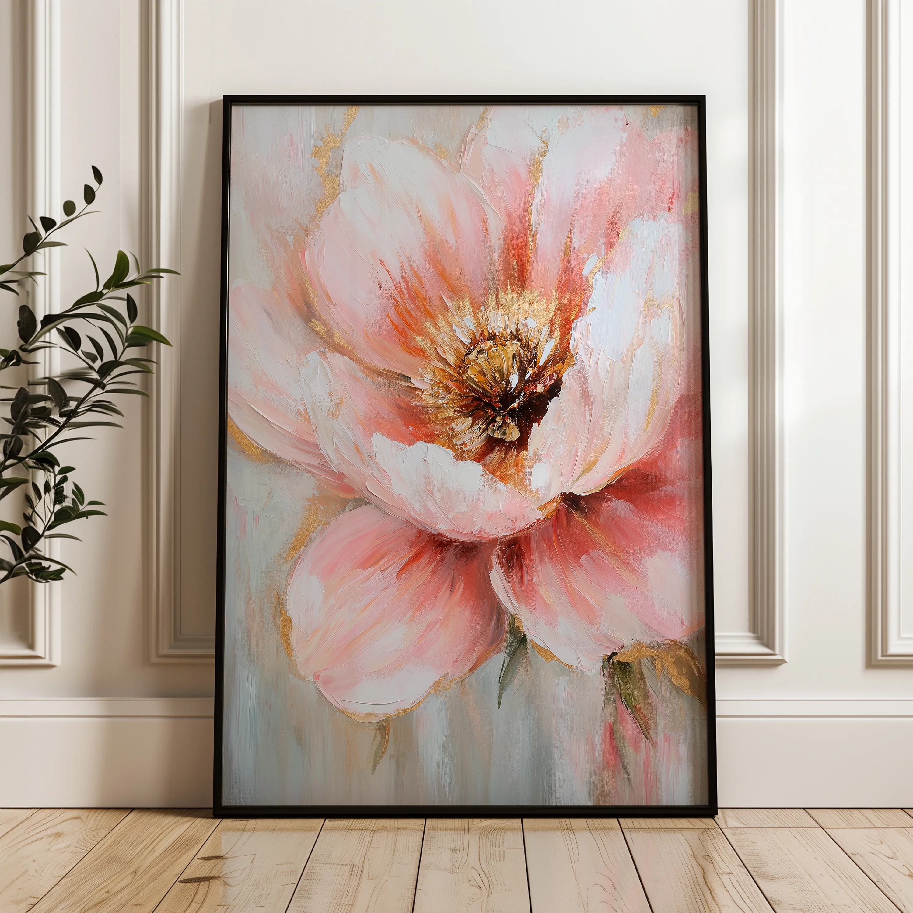 Floral 1482 Canvas Art 60 x 40 cm / Black