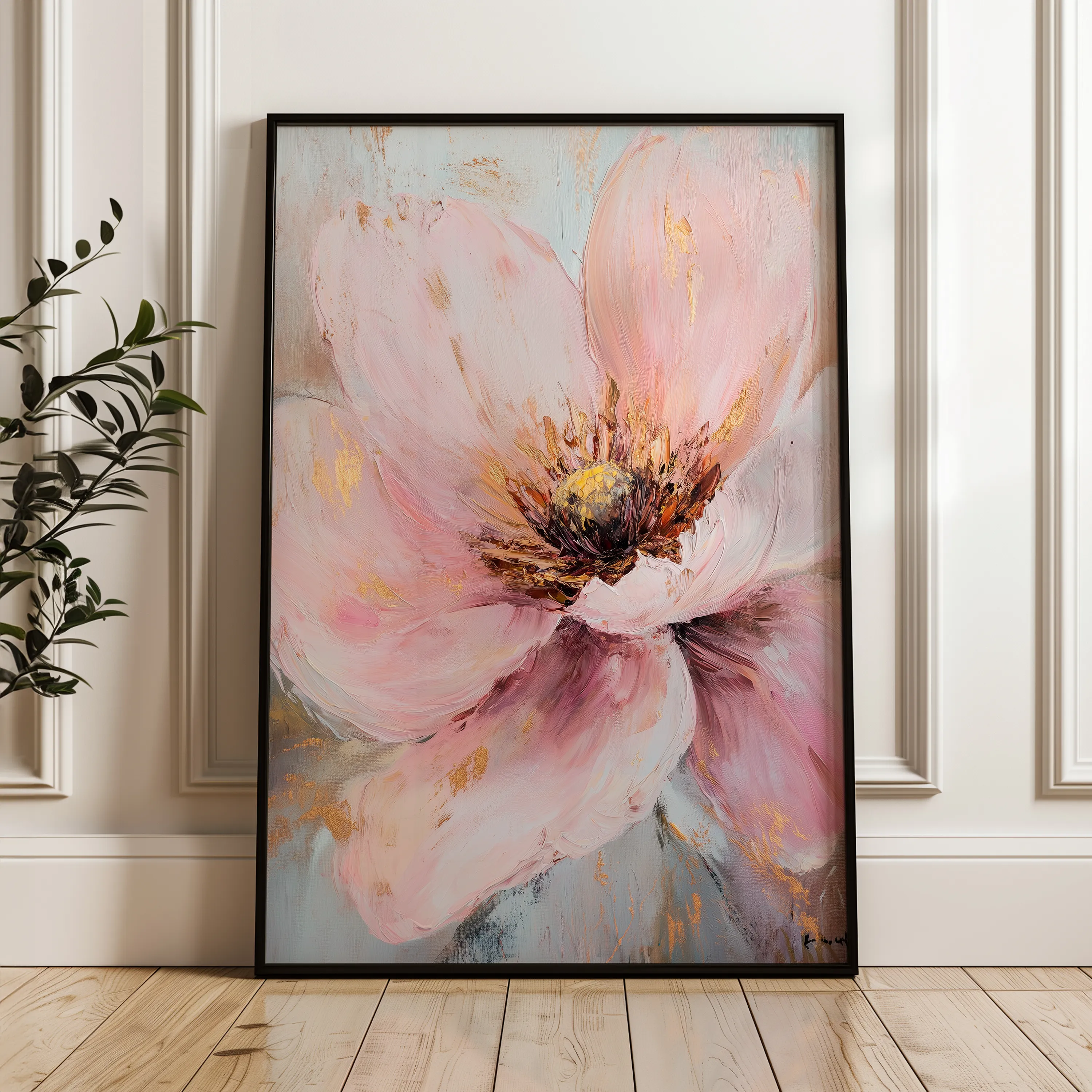 Floral 1483 Canvas Art 60 x 40 cm / Black