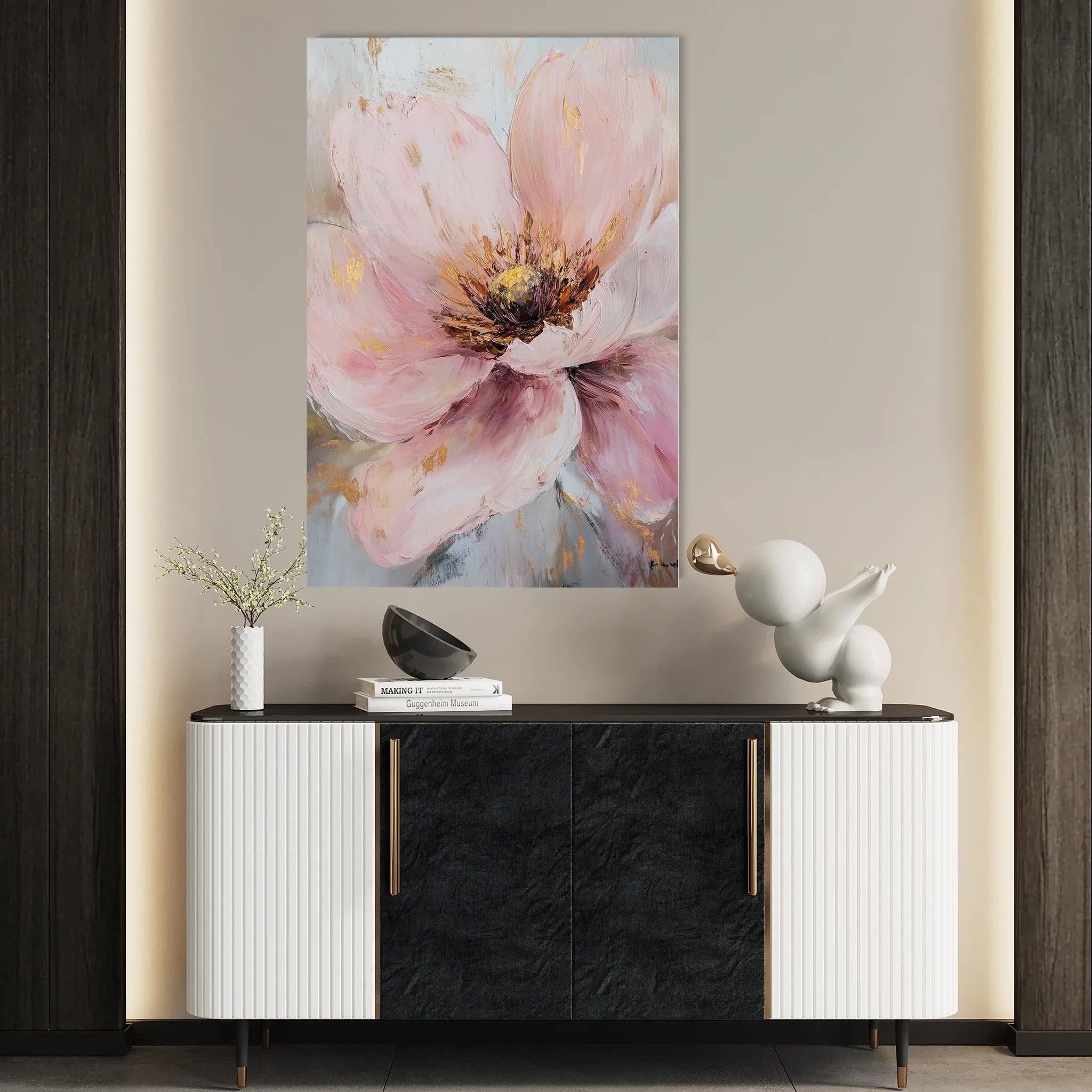 Floral 1483 Canvas Art 60 x 40 cm / Black