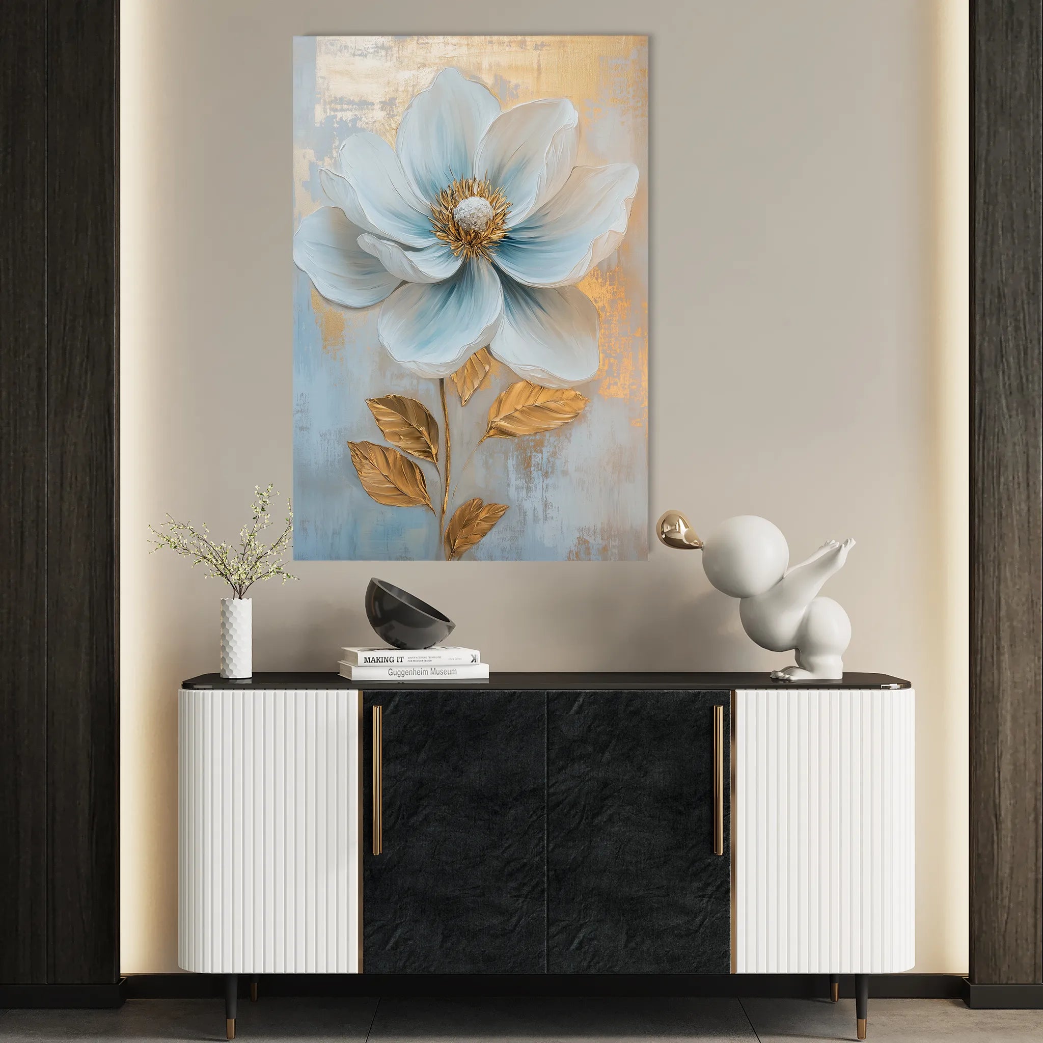 Floral 1484 Canvas Art 60 x 40 cm / Black