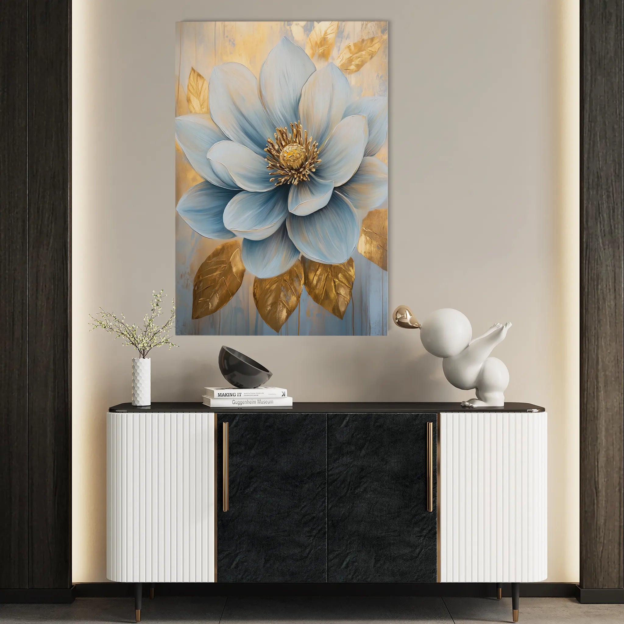 Floral 1485 Canvas Art 60 x 40 cm / Black