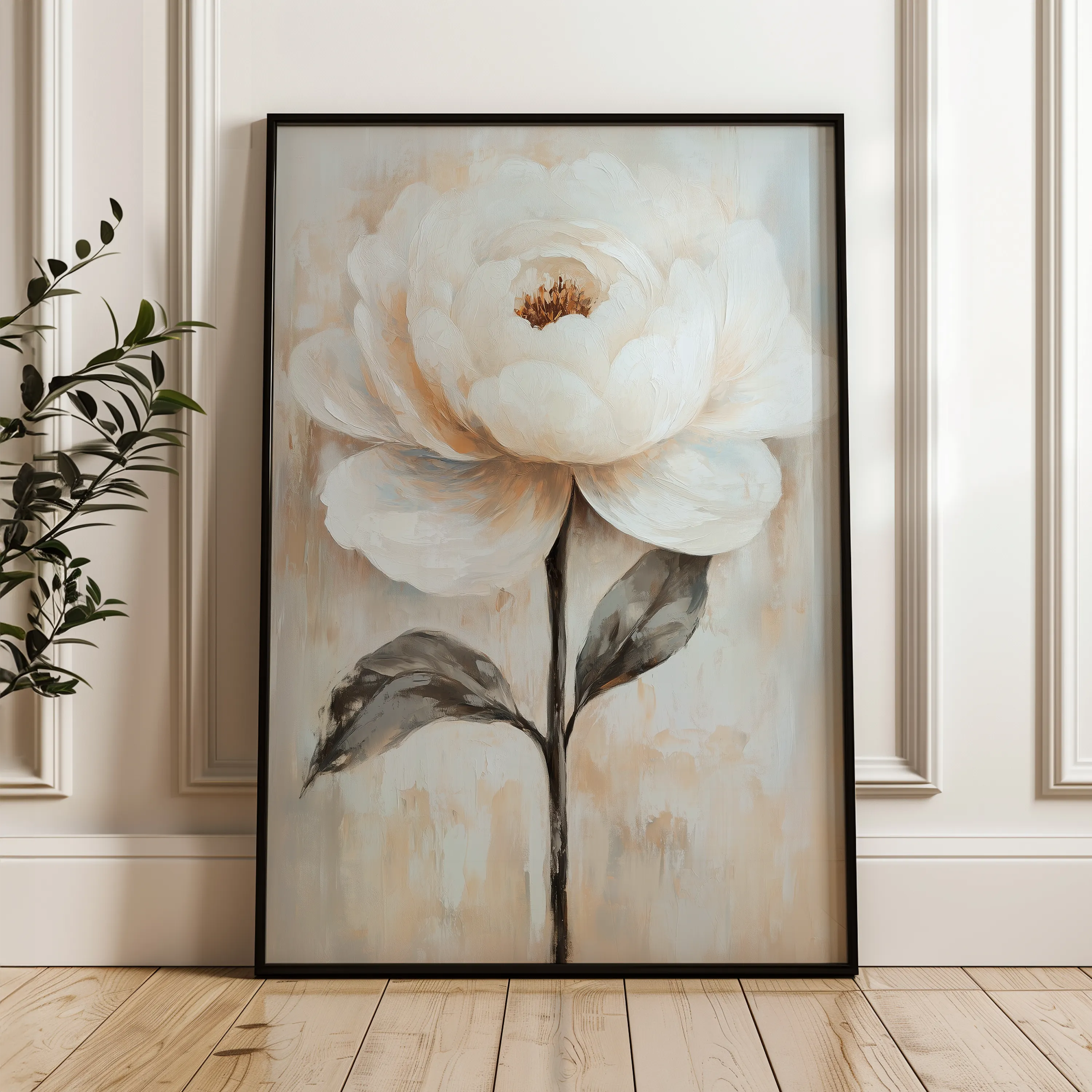 Floral 1486 Canvas Art 60 x 40 cm / Black