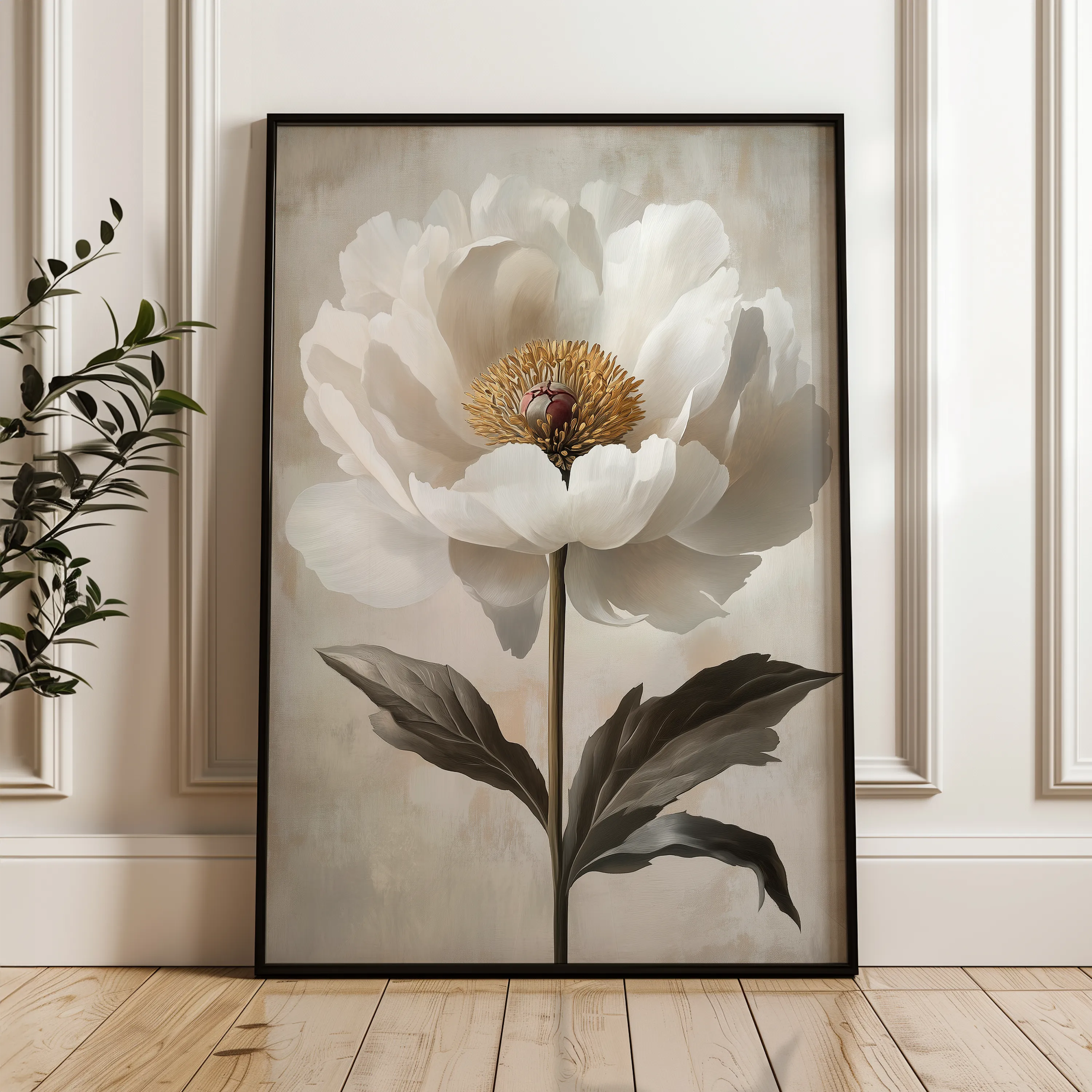 Floral 1487 Canvas Art 60 x 40 cm / Black