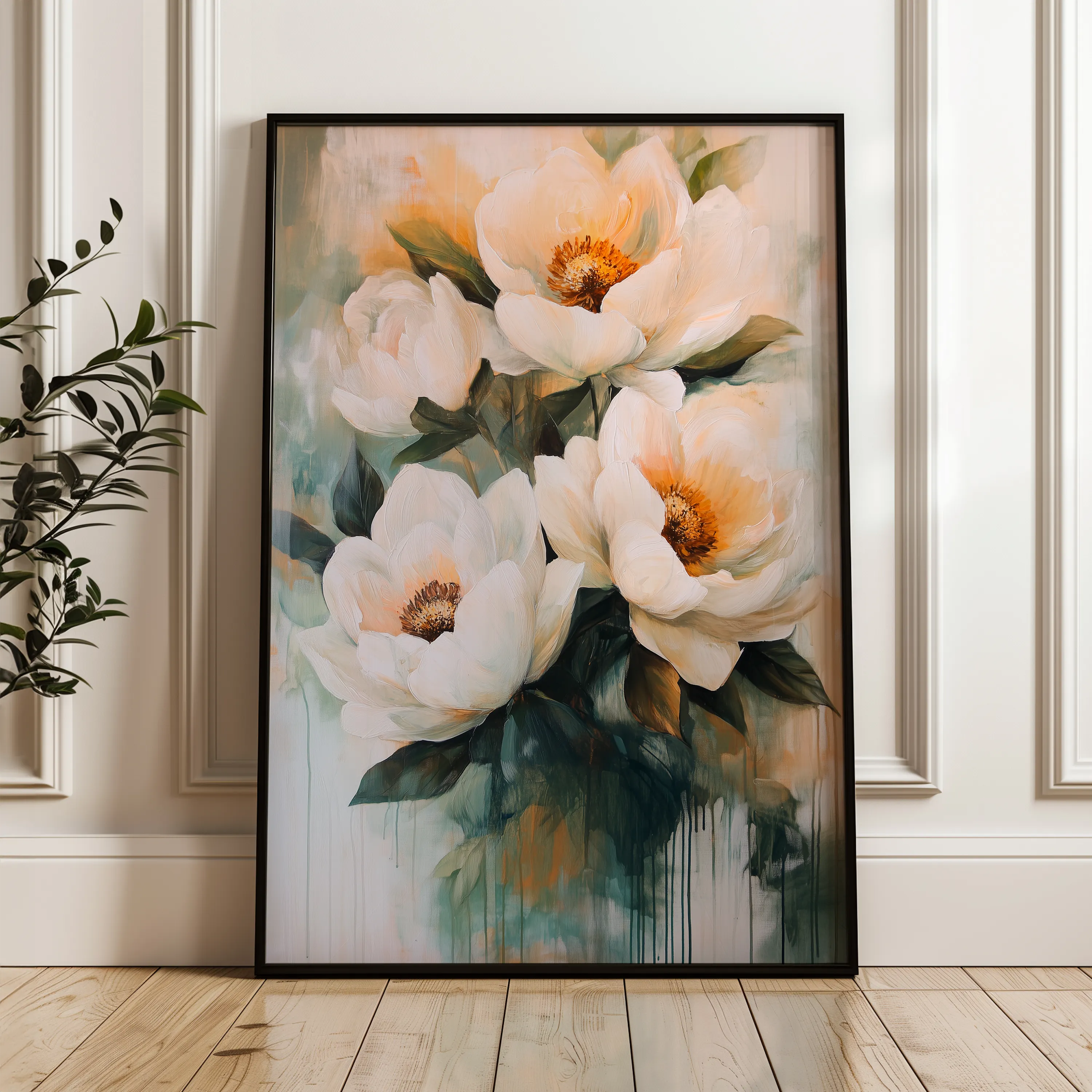 Floral 1489 Canvas Art 60 x 40 cm / Black
