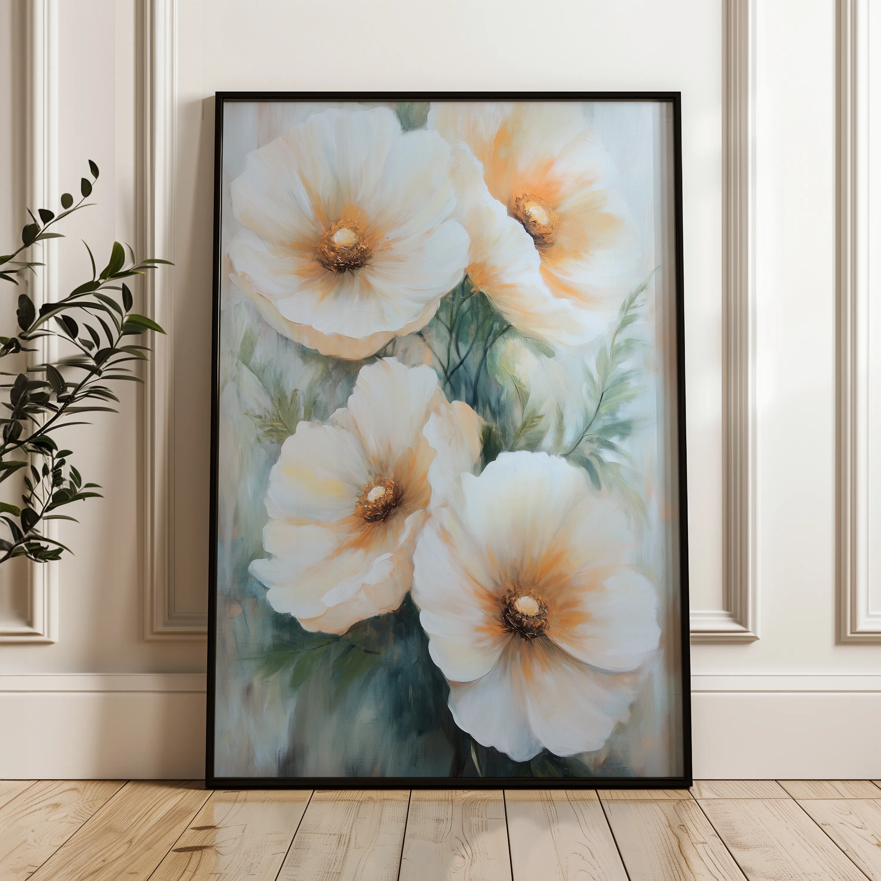 Floral 1490 Canvas Art 60 x 40 cm / Black
