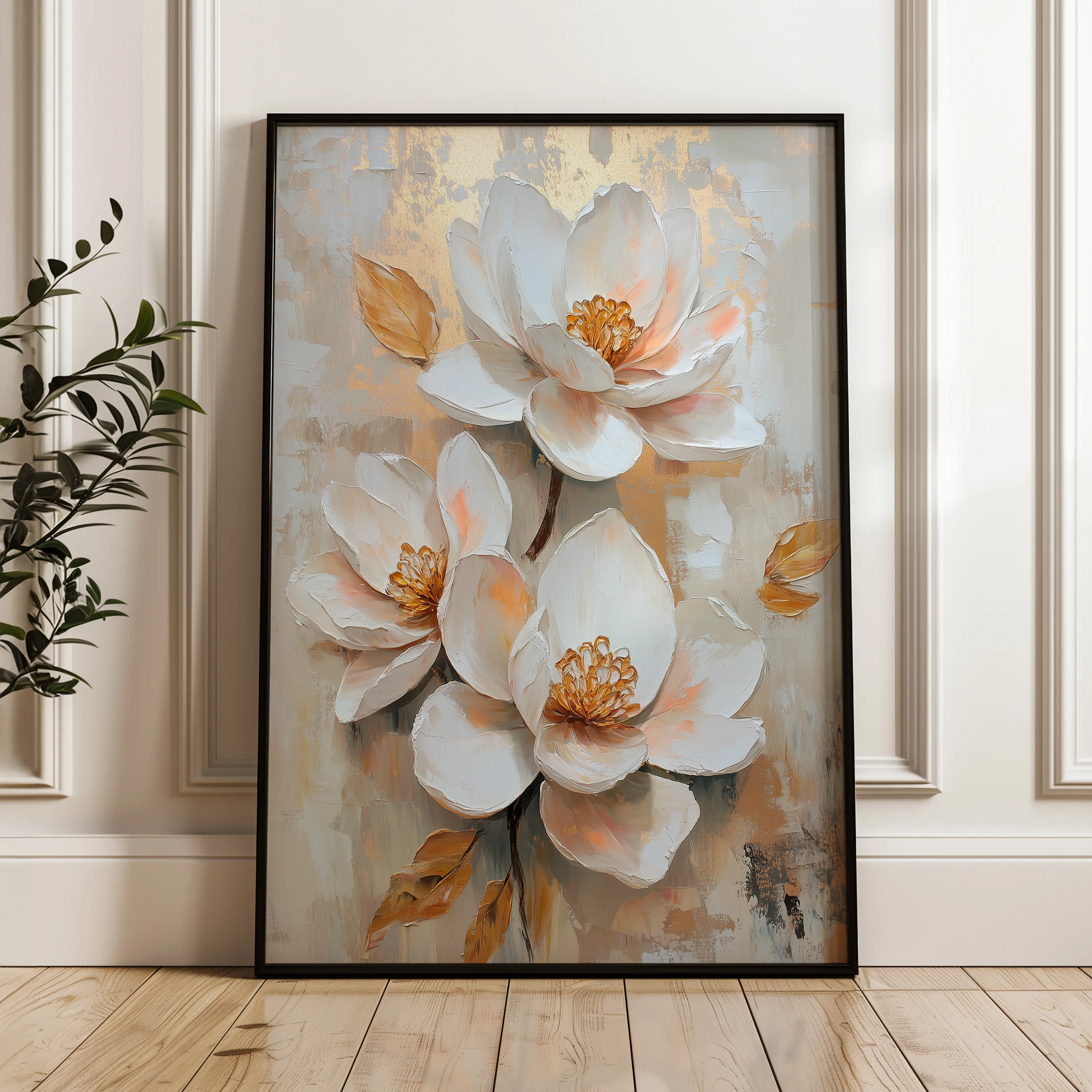 Floral 1491 Canvas Art 60 x 40 cm / Black