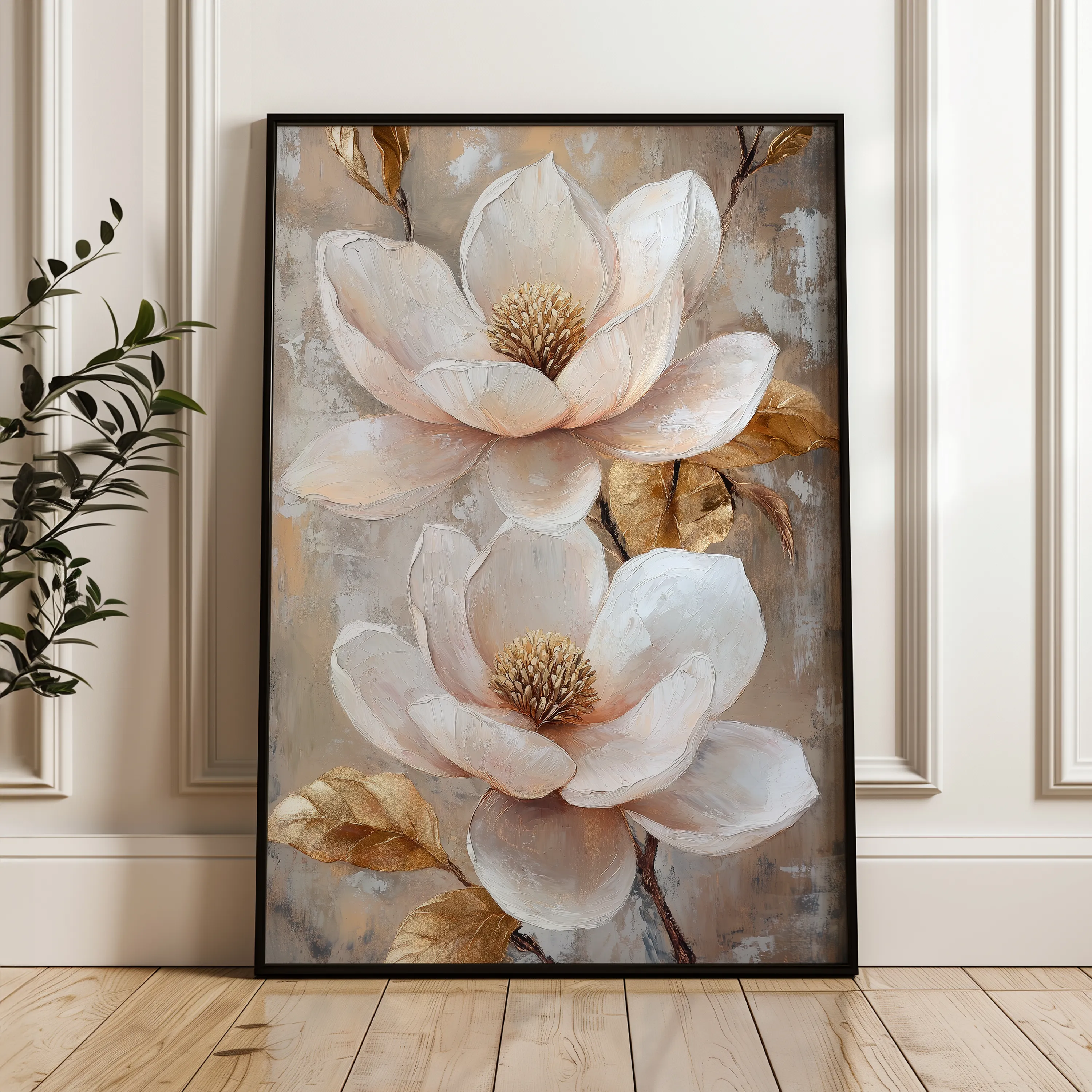 Floral 1492 Canvas Art 60 x 40 cm / Black