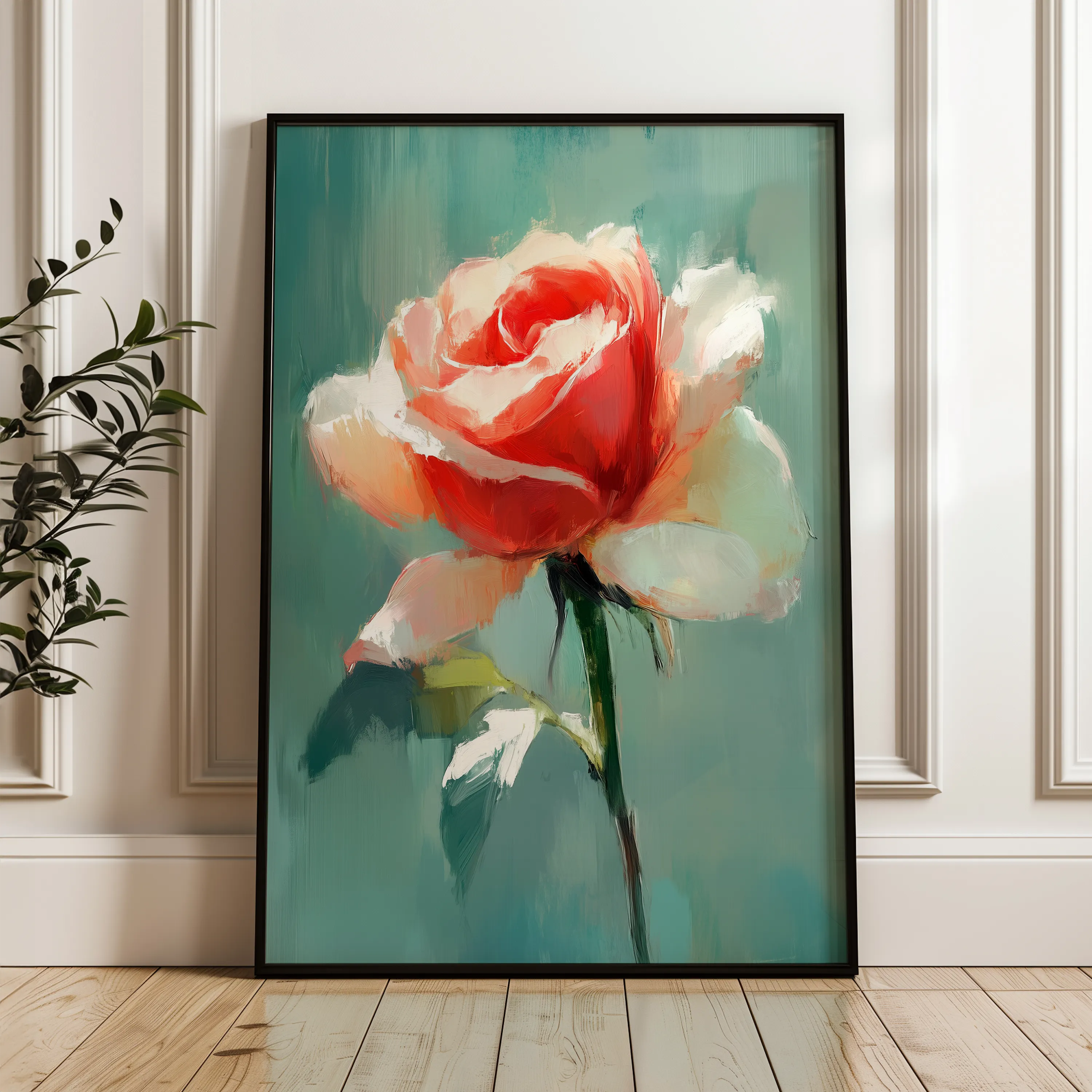 Floral 1493 Canvas Art 60 x 40 cm / Black