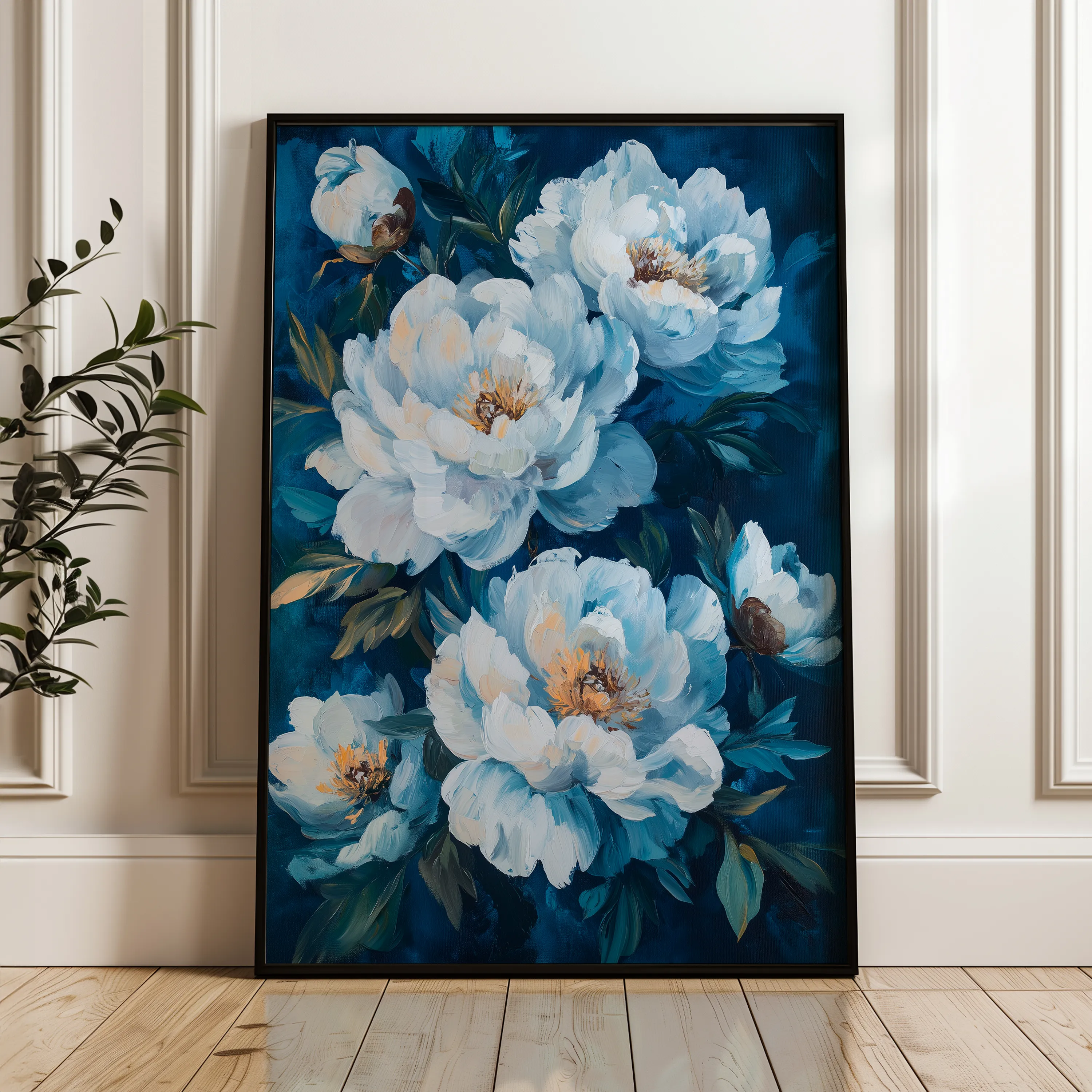 Floral 1494 Canvas Art 60 x 40 cm / Black