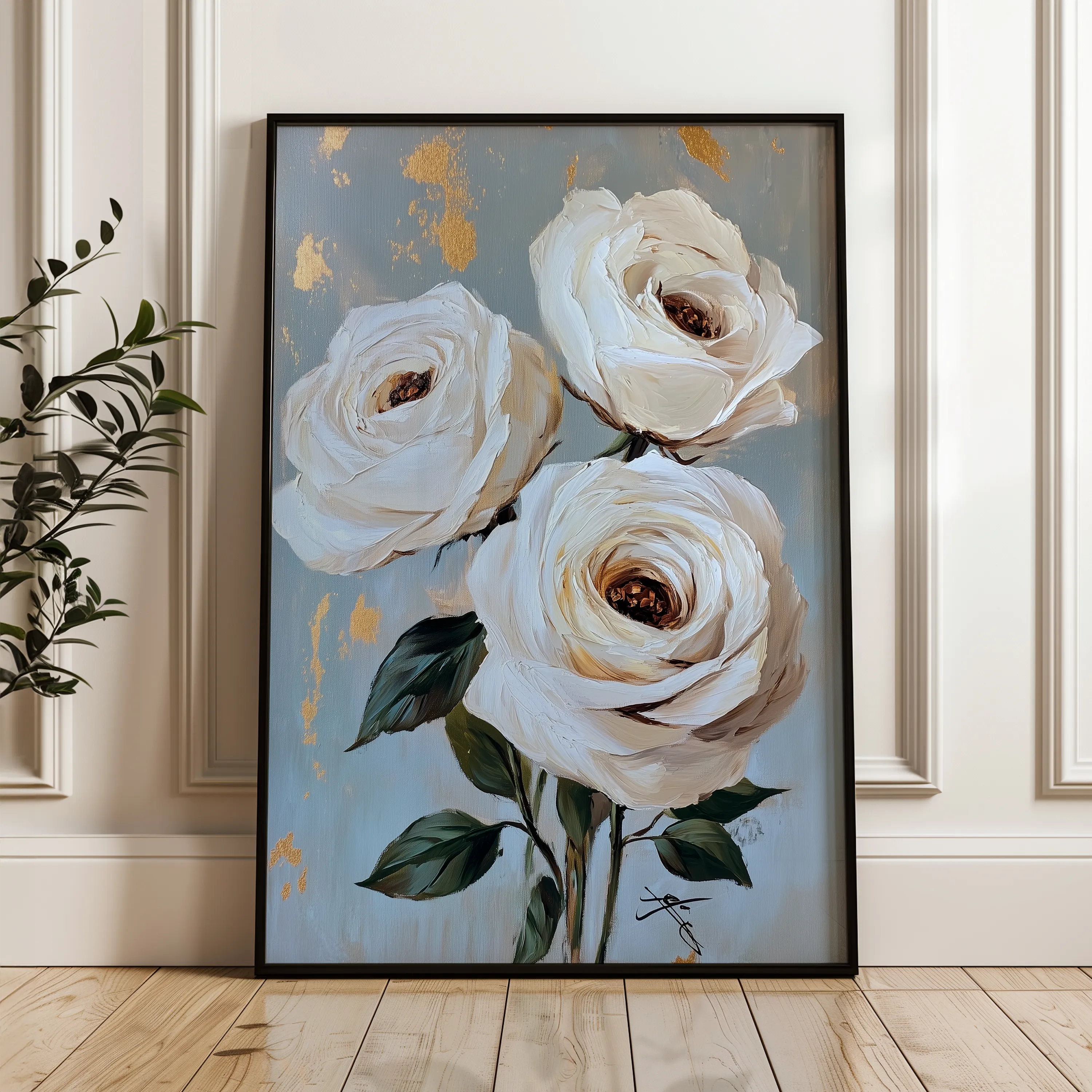 Floral 1495 Canvas Art 60 x 40 cm / Black