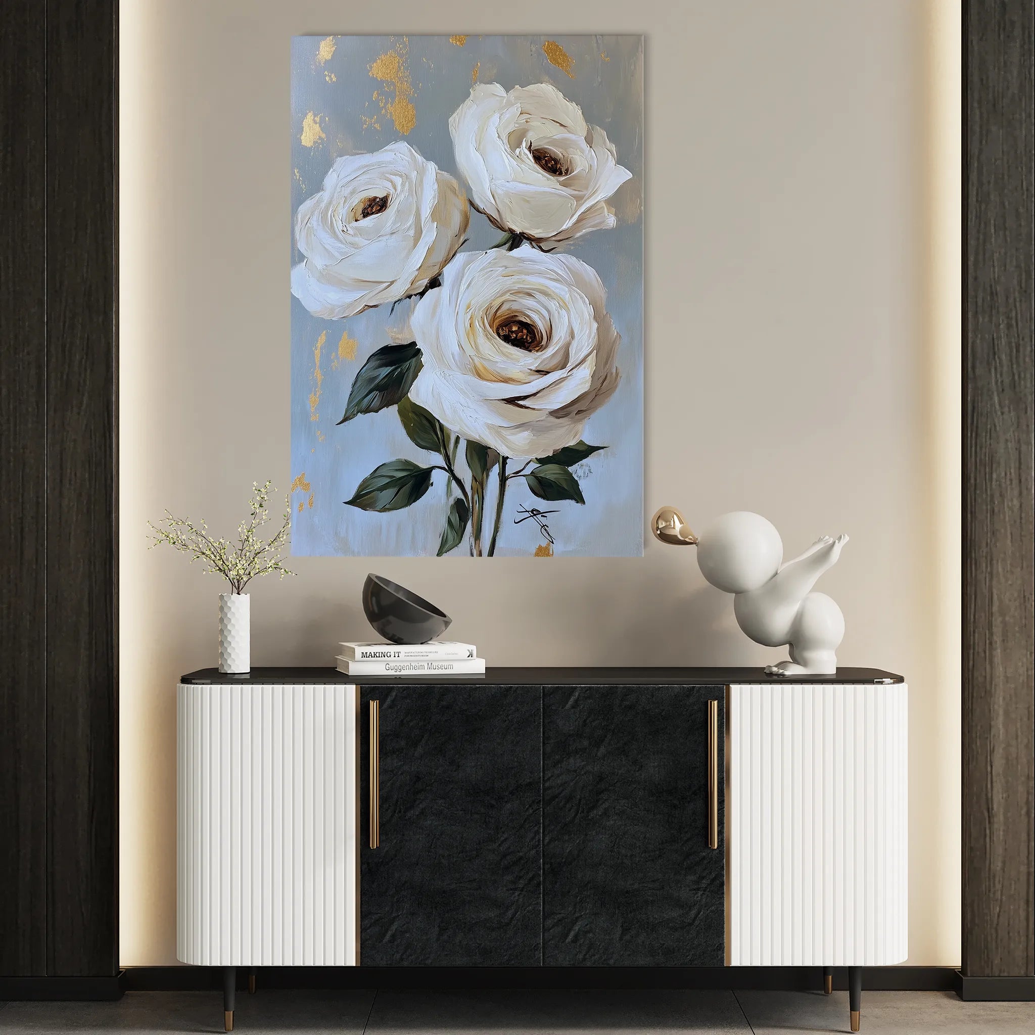 Floral 1495 Canvas Art 60 x 40 cm / Black