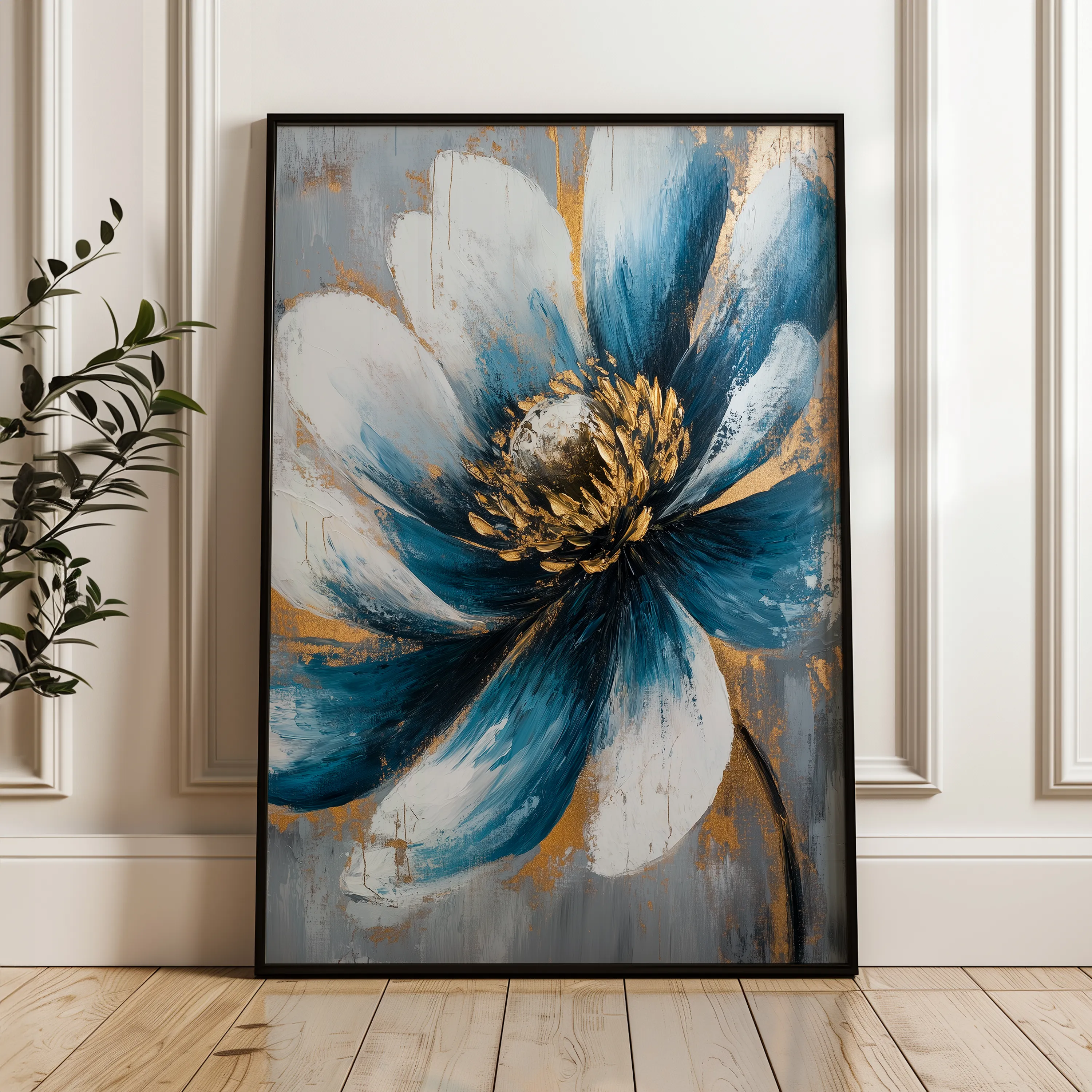 Floral 1496 Canvas Art 60 x 40 cm / Black
