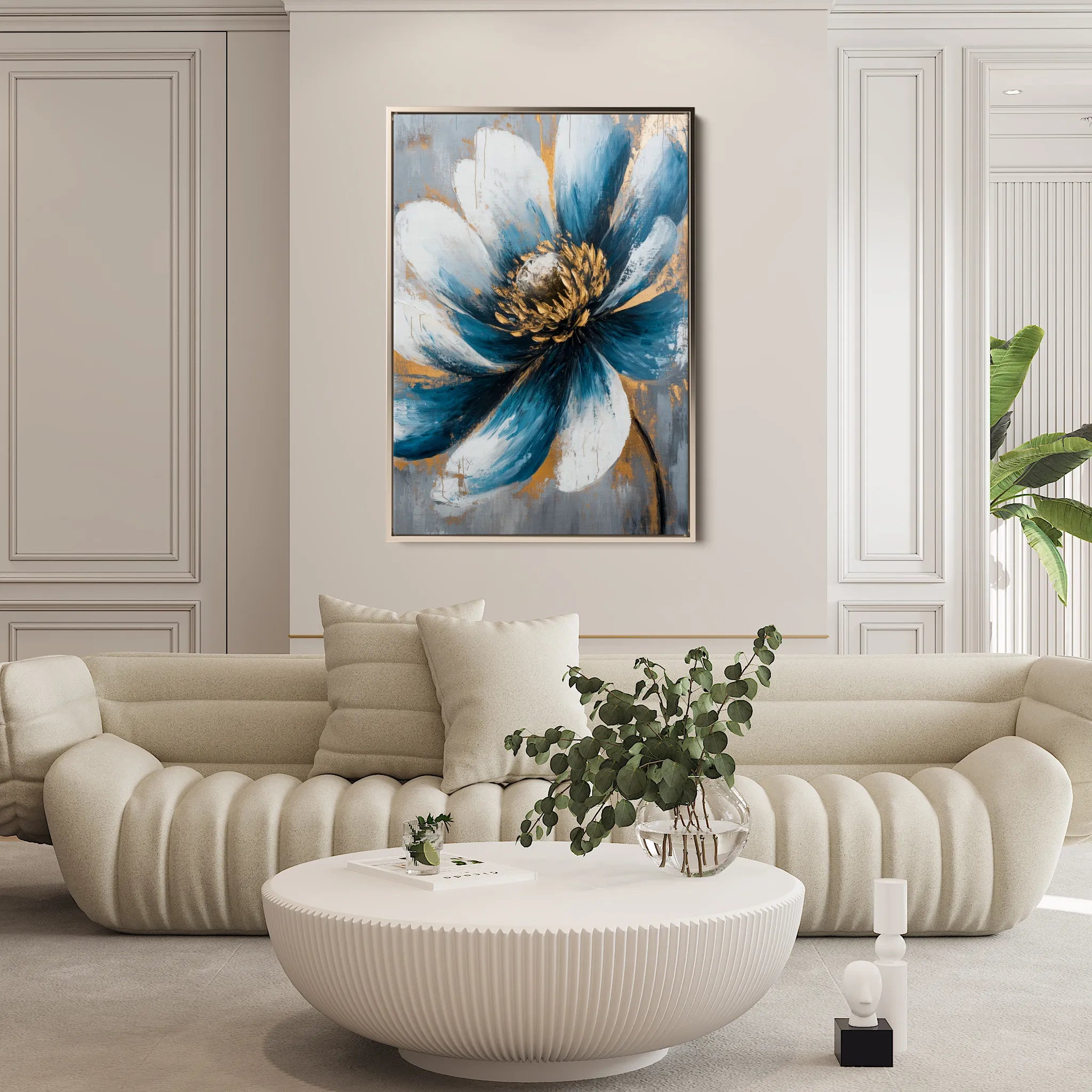 Floral 1496 Canvas Art 60 x 40 cm / Black