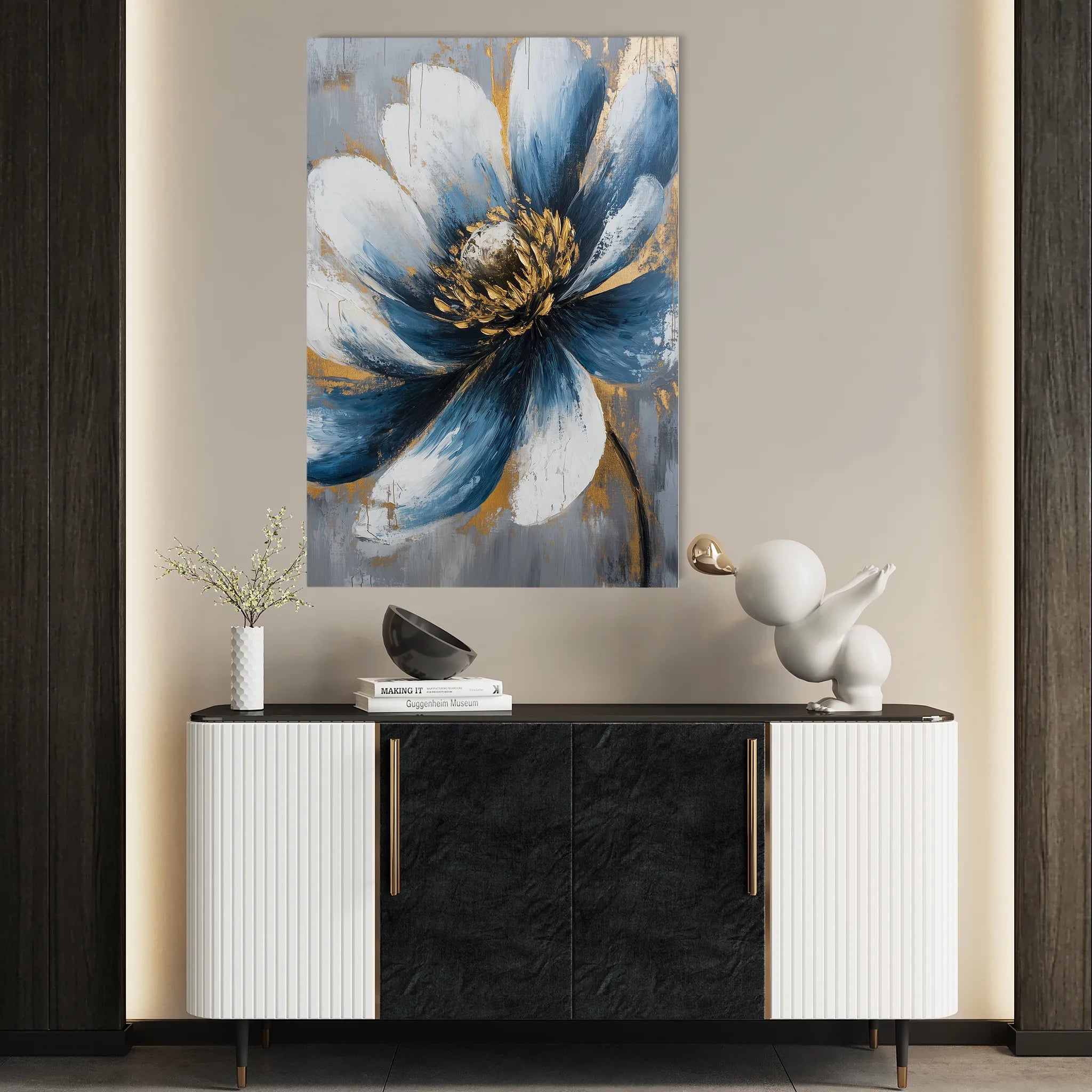 Floral 1496 Canvas Art 60 x 40 cm / Black