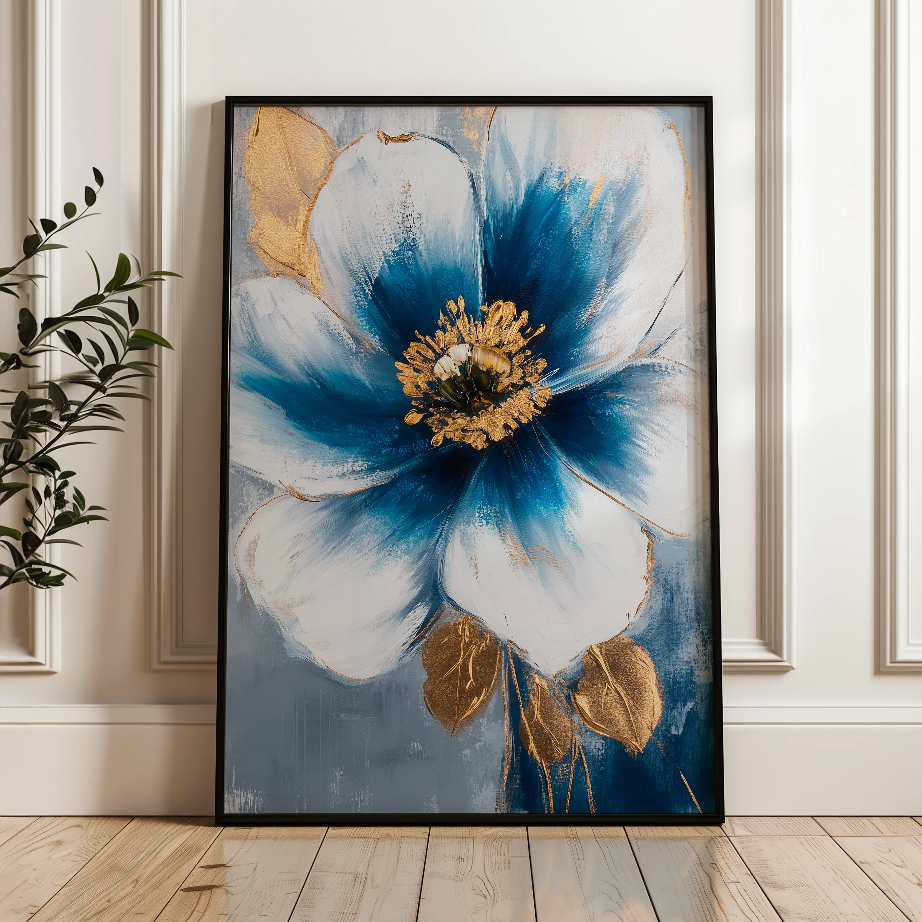 Floral 1497 Canvas Art 60 x 40 cm / Black