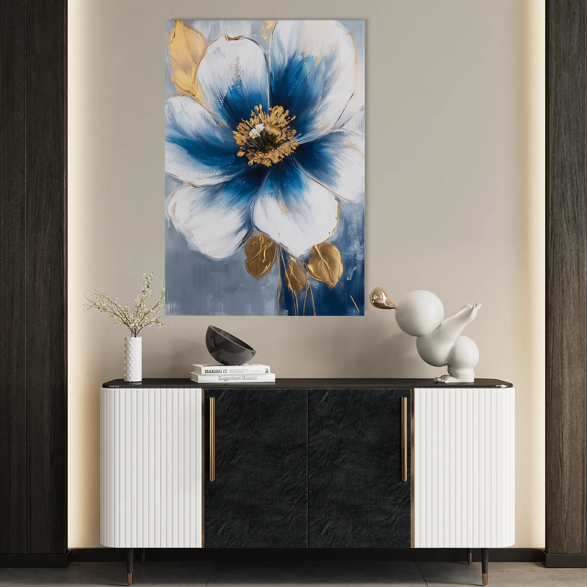 Floral 1497 Canvas Art 60 x 40 cm / Black