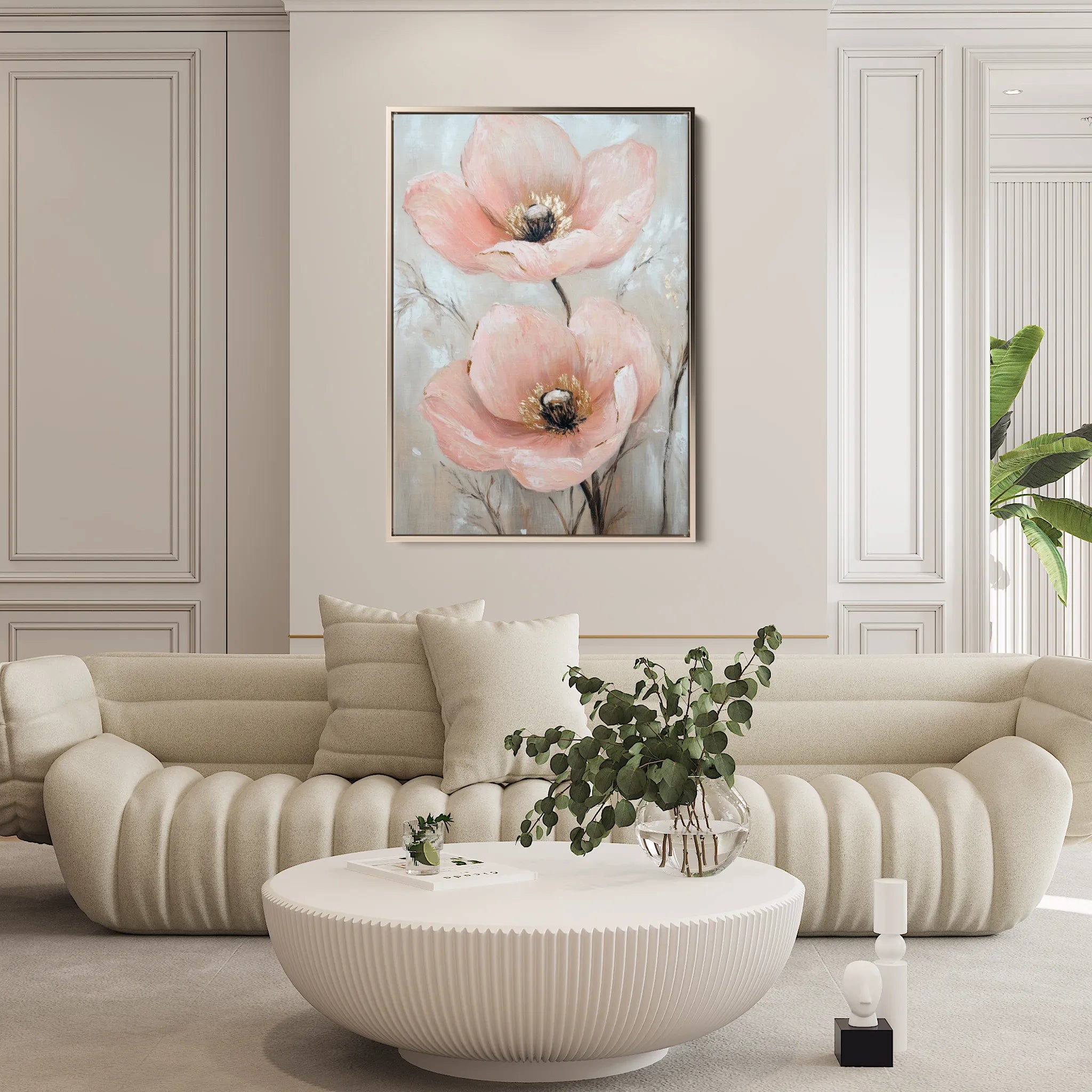 Floral 1498 Canvas Art 60 x 40 cm / Black