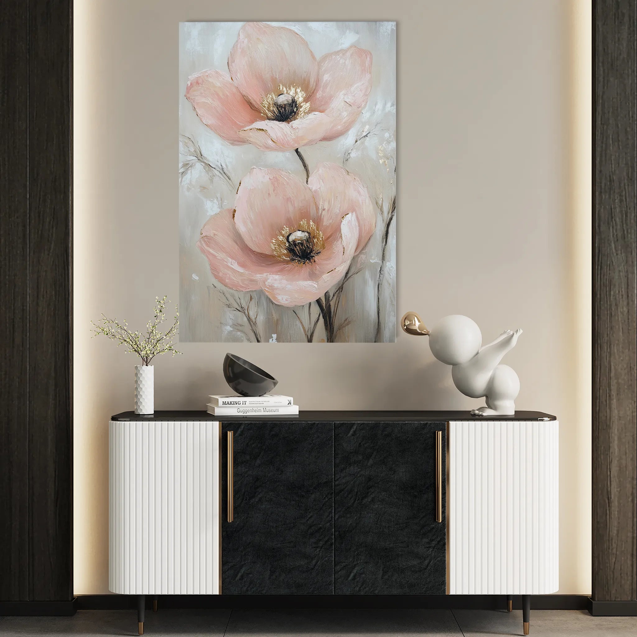 Floral 1498 Canvas Art 60 x 40 cm / Black