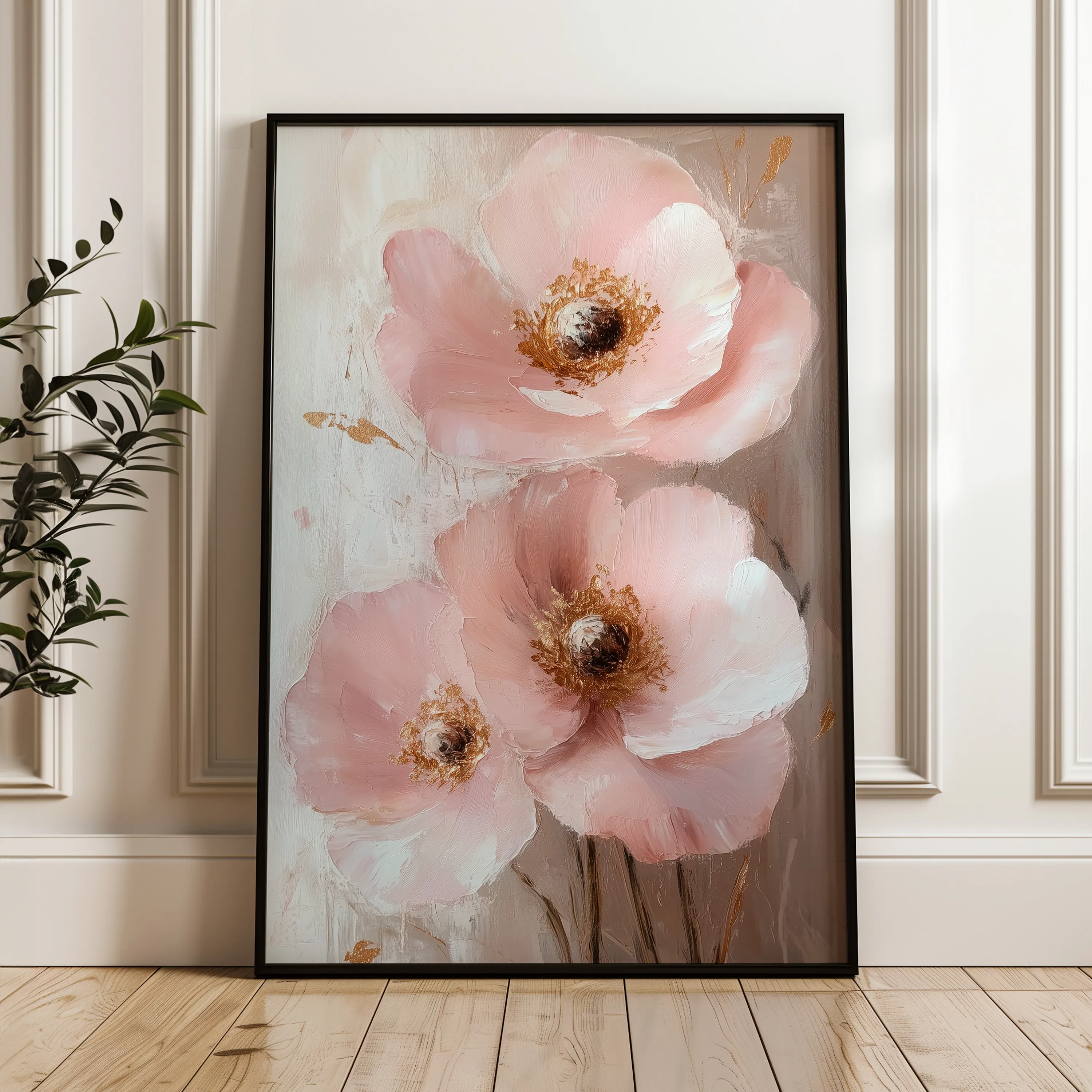 Floral 1499 Canvas Art 60 x 40 cm / Black