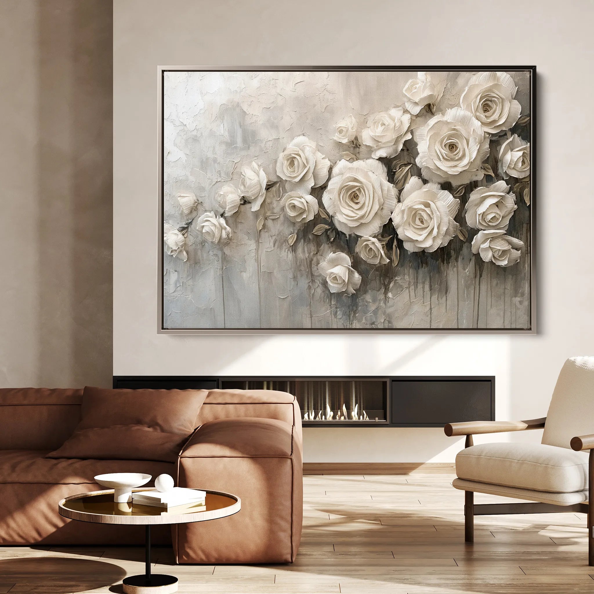 Floral 150 Canvas Art 60 x 40 cm / Black