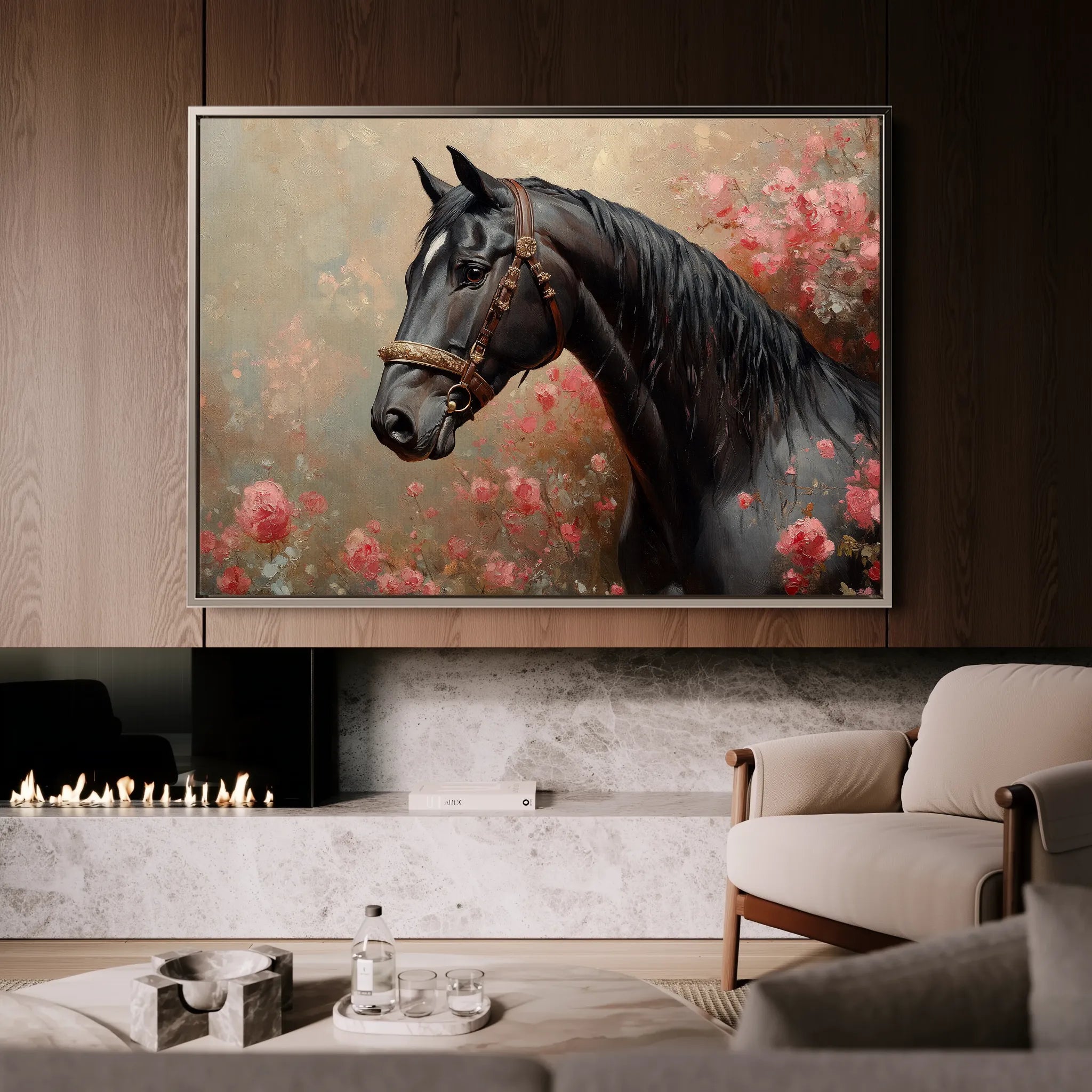 Horses 150 Canvas Art 60 x 40 cm / Black