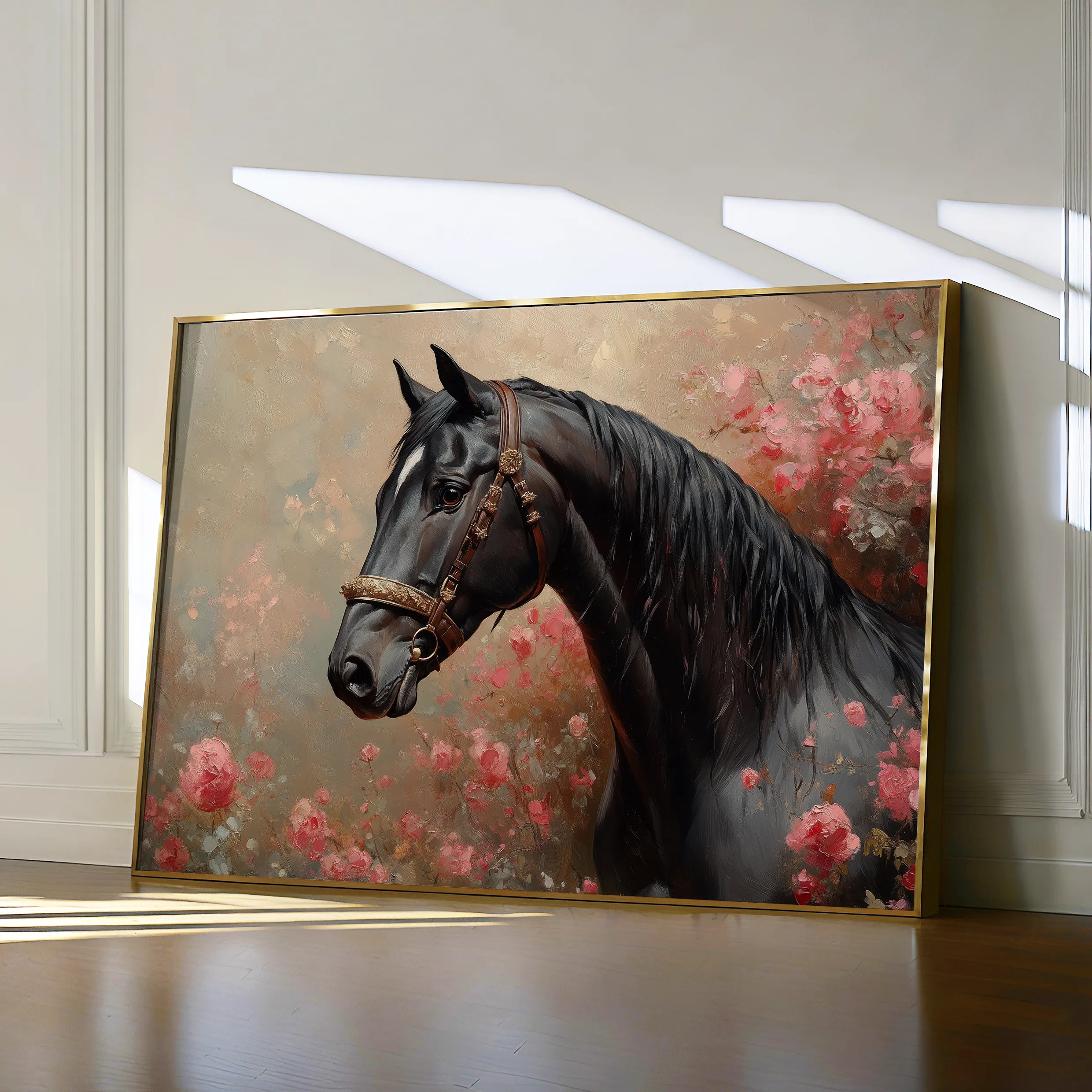 Horses 150 Canvas Art 60 x 40 cm / Black