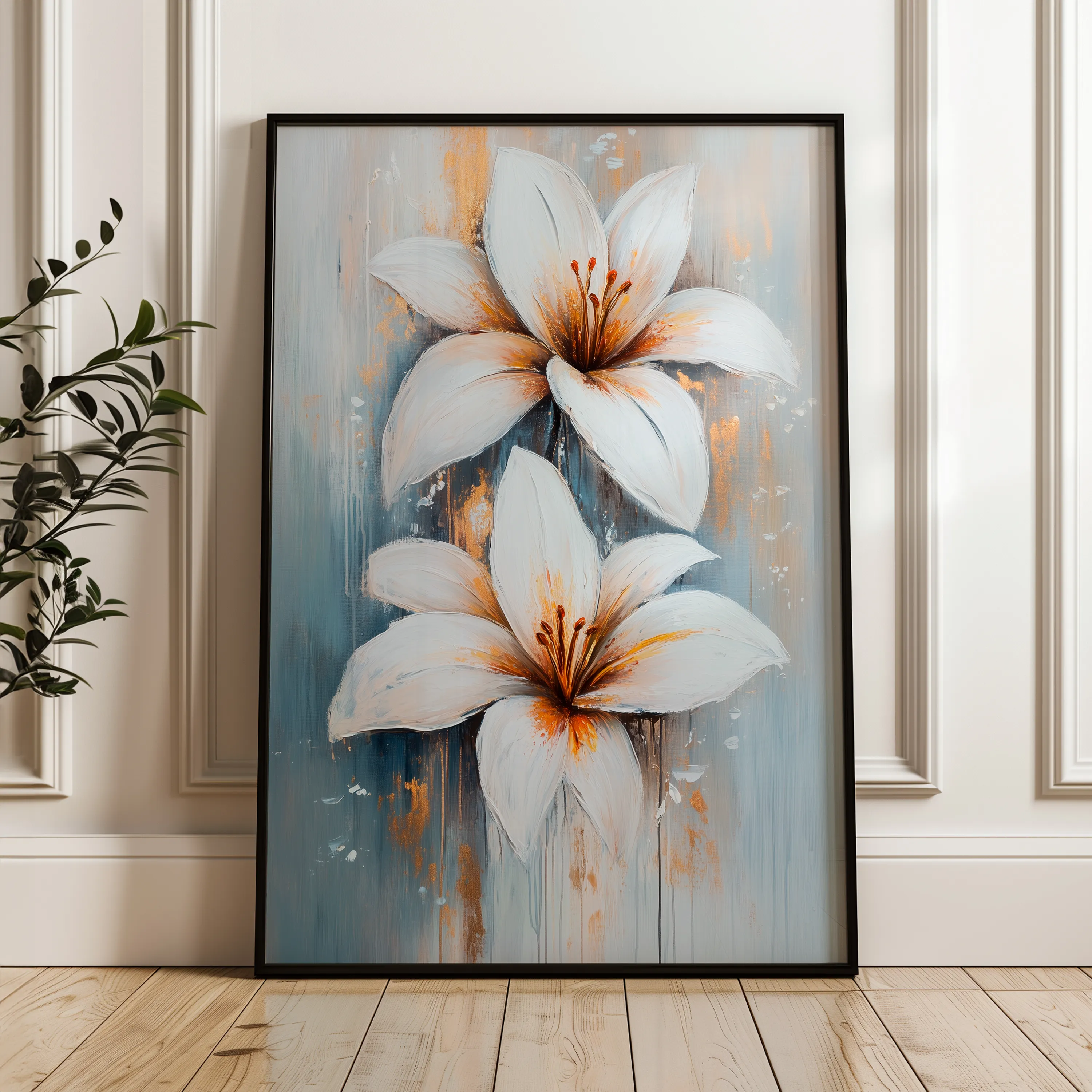 Floral 1500 Canvas Art 60 x 40 cm / Black