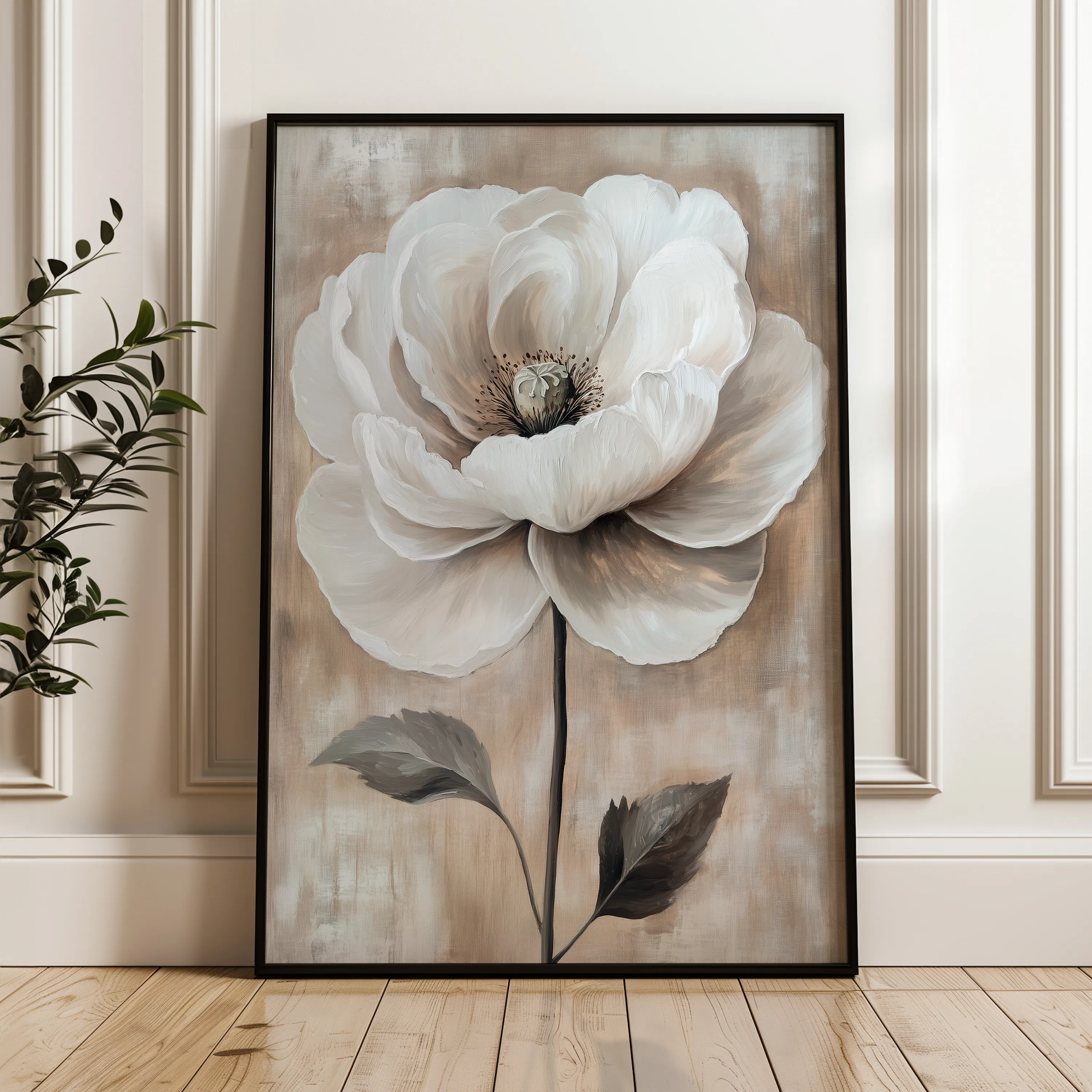 Floral 1506 Canvas Art 60 x 40 cm / Black