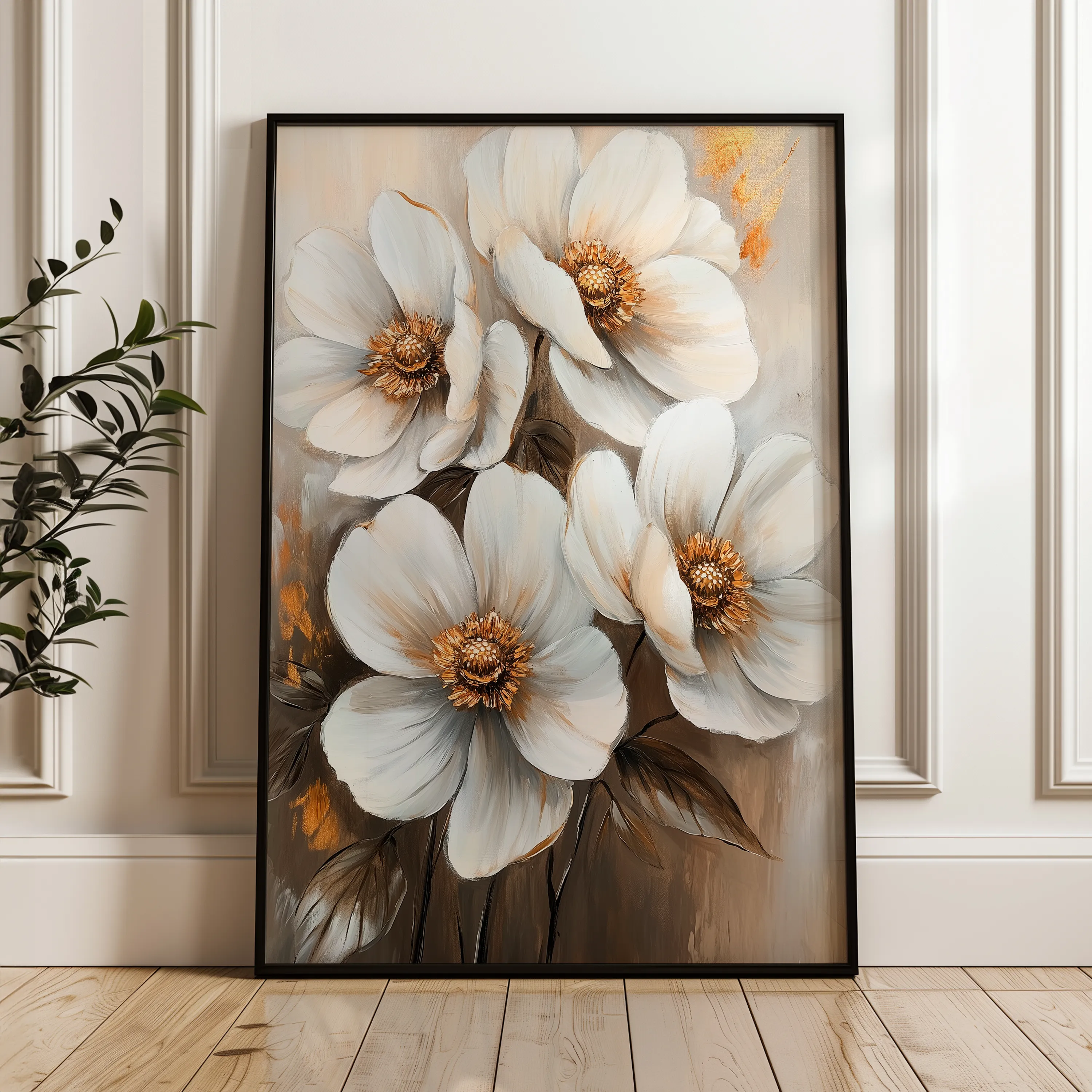 Floral 1507 Canvas Art 60 x 40 cm / Black