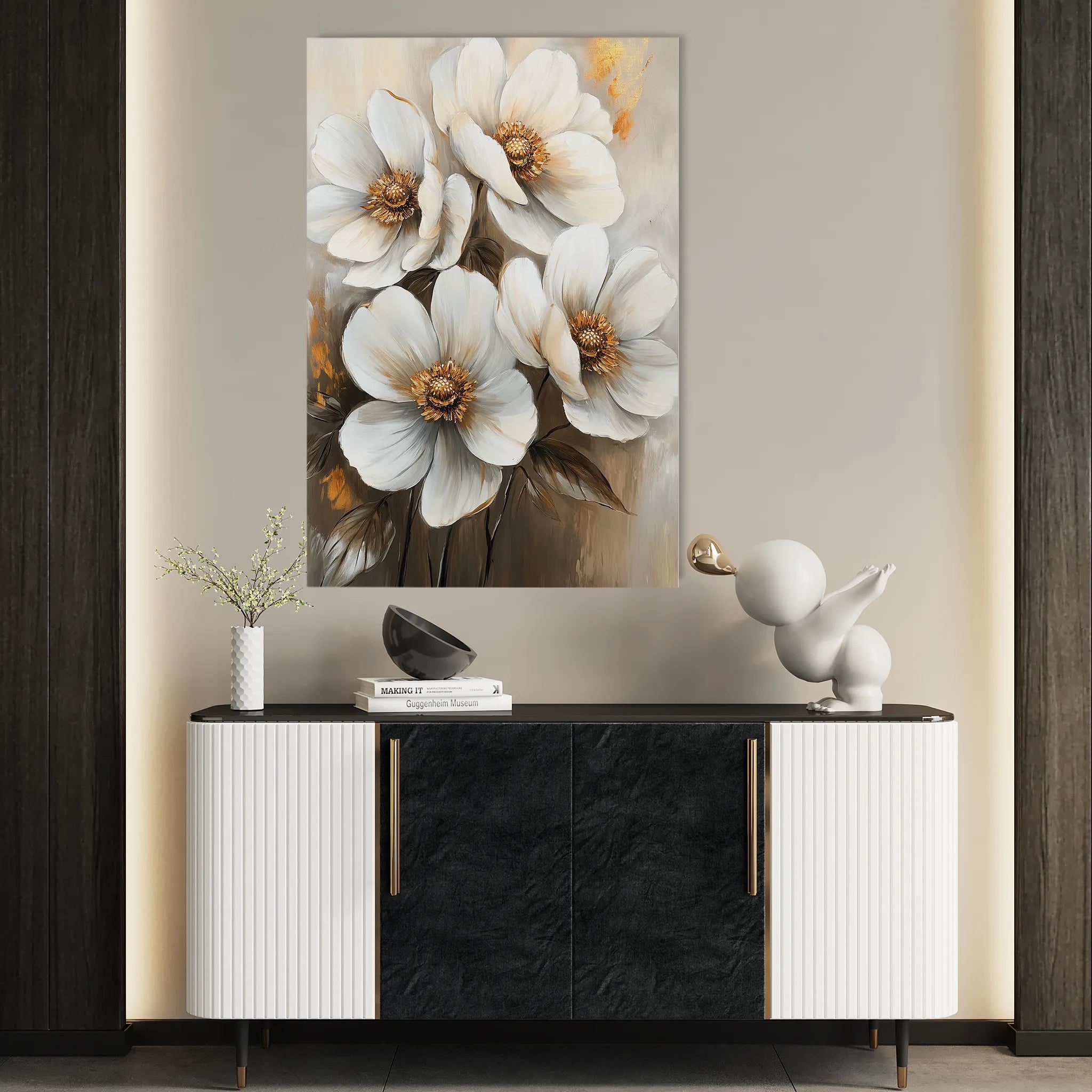 Floral 1507 Canvas Art 60 x 40 cm / Black
