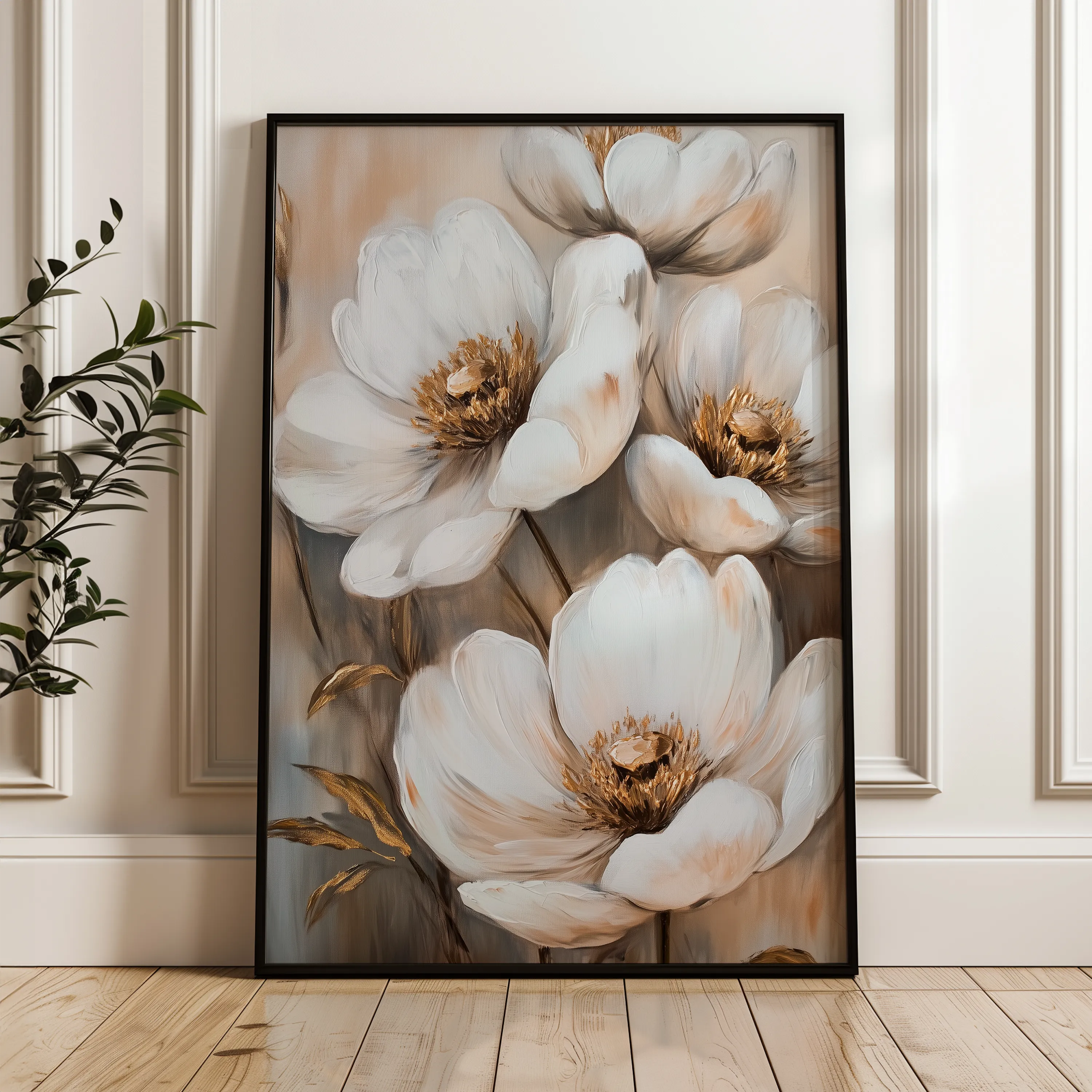 Floral 1509 Canvas Art 60 x 40 cm / Black
