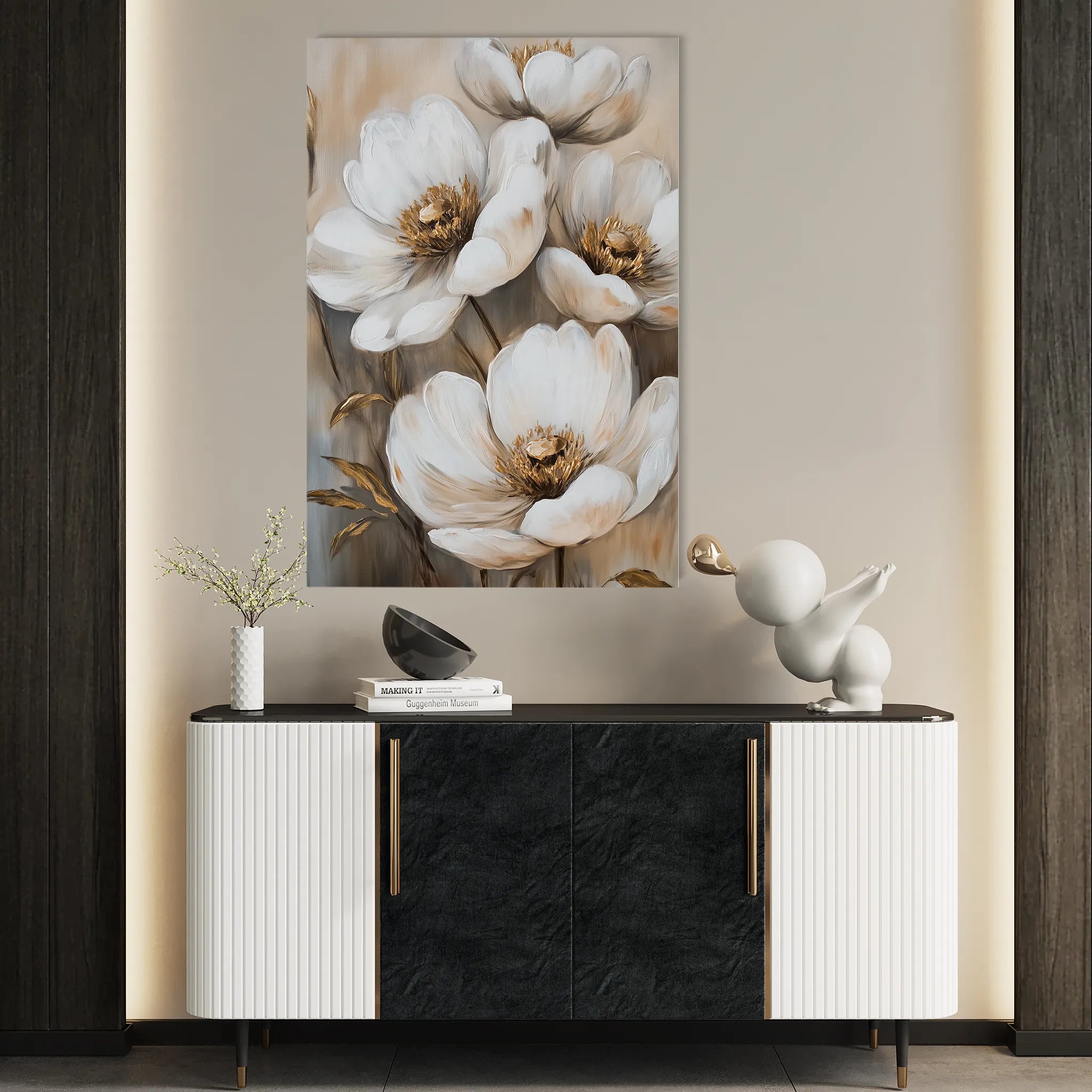 Floral 1509 Canvas Art 60 x 40 cm / Black