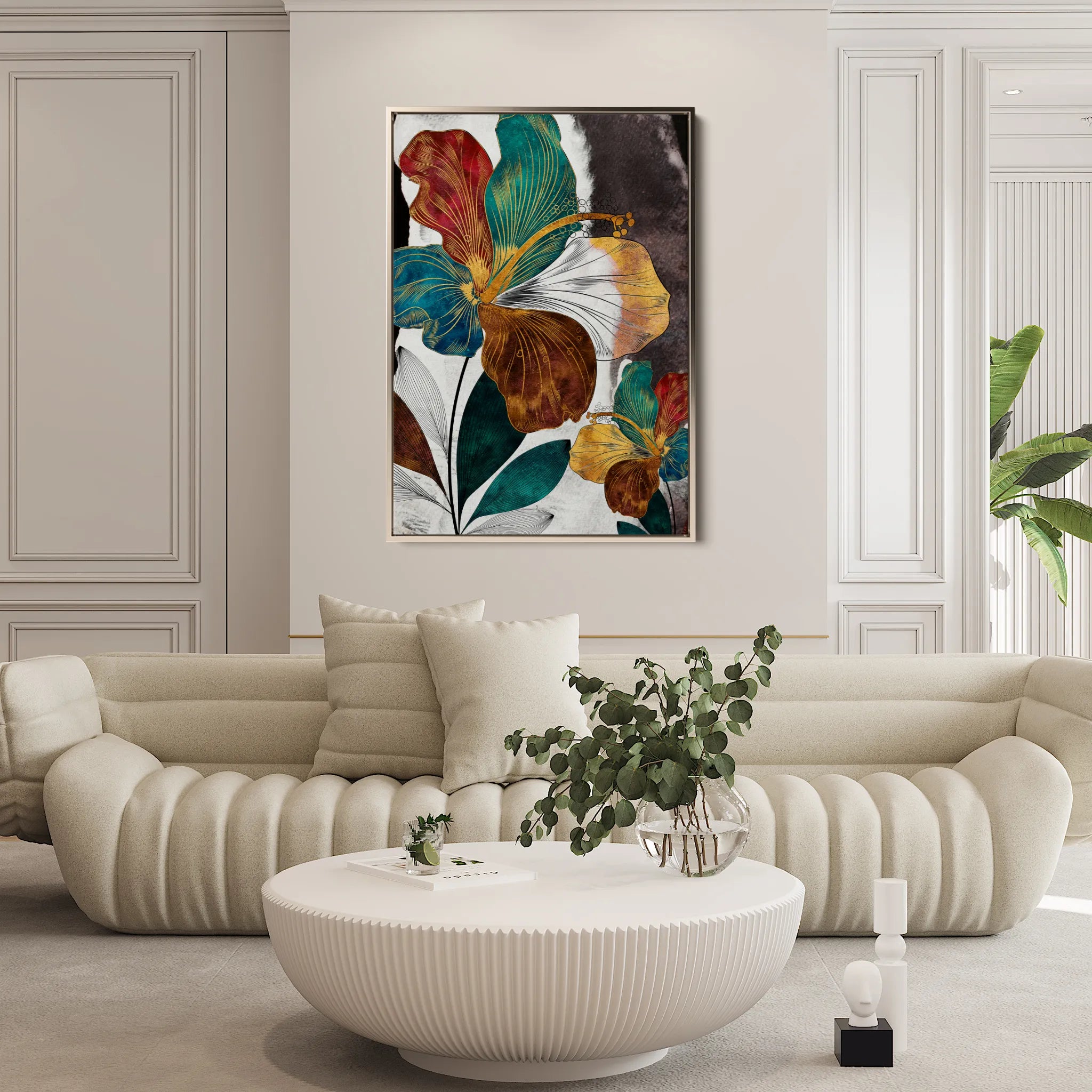 Floral 151 Canvas Art 60 x 40 cm / Black