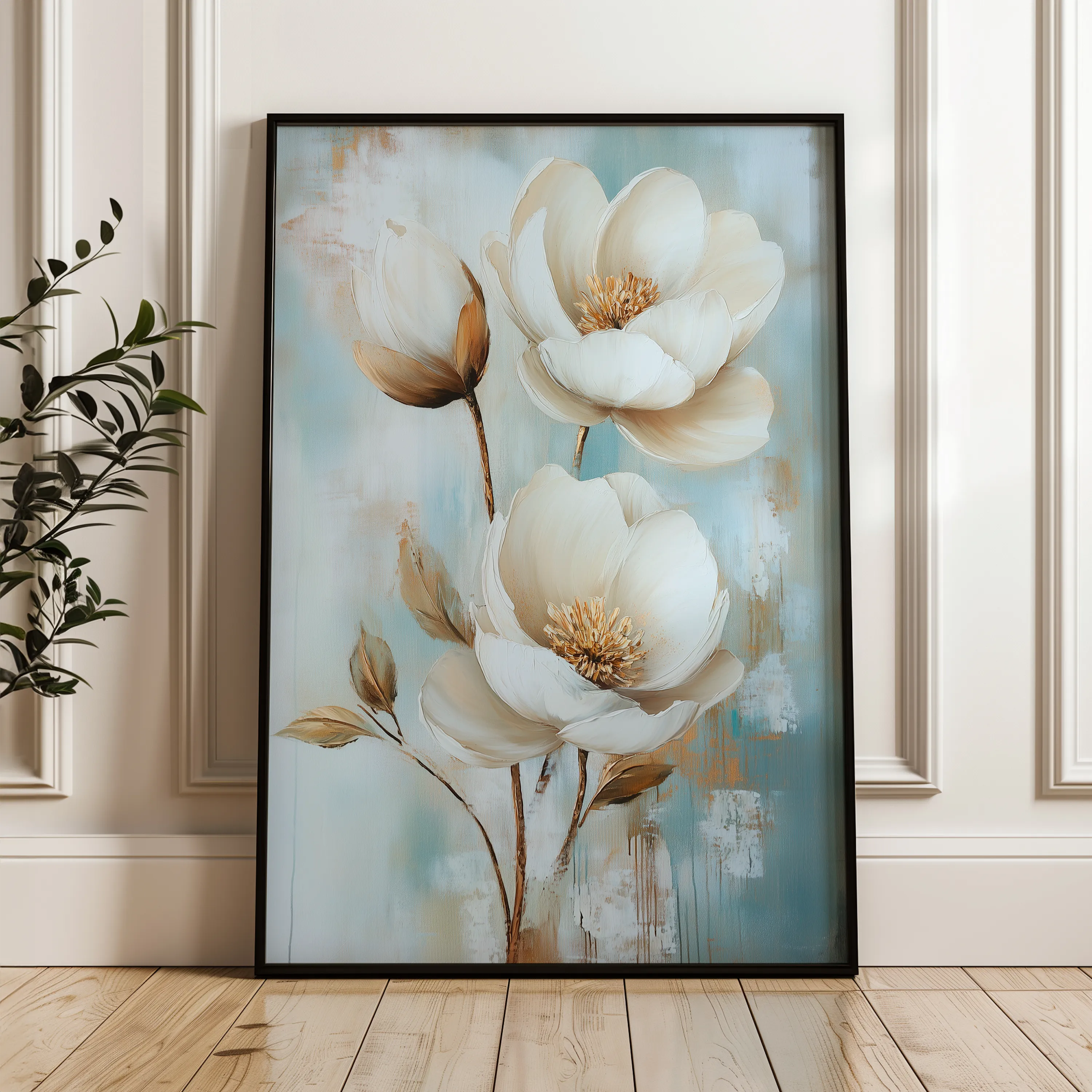 Floral 1512 Canvas Art 60 x 40 cm / Black