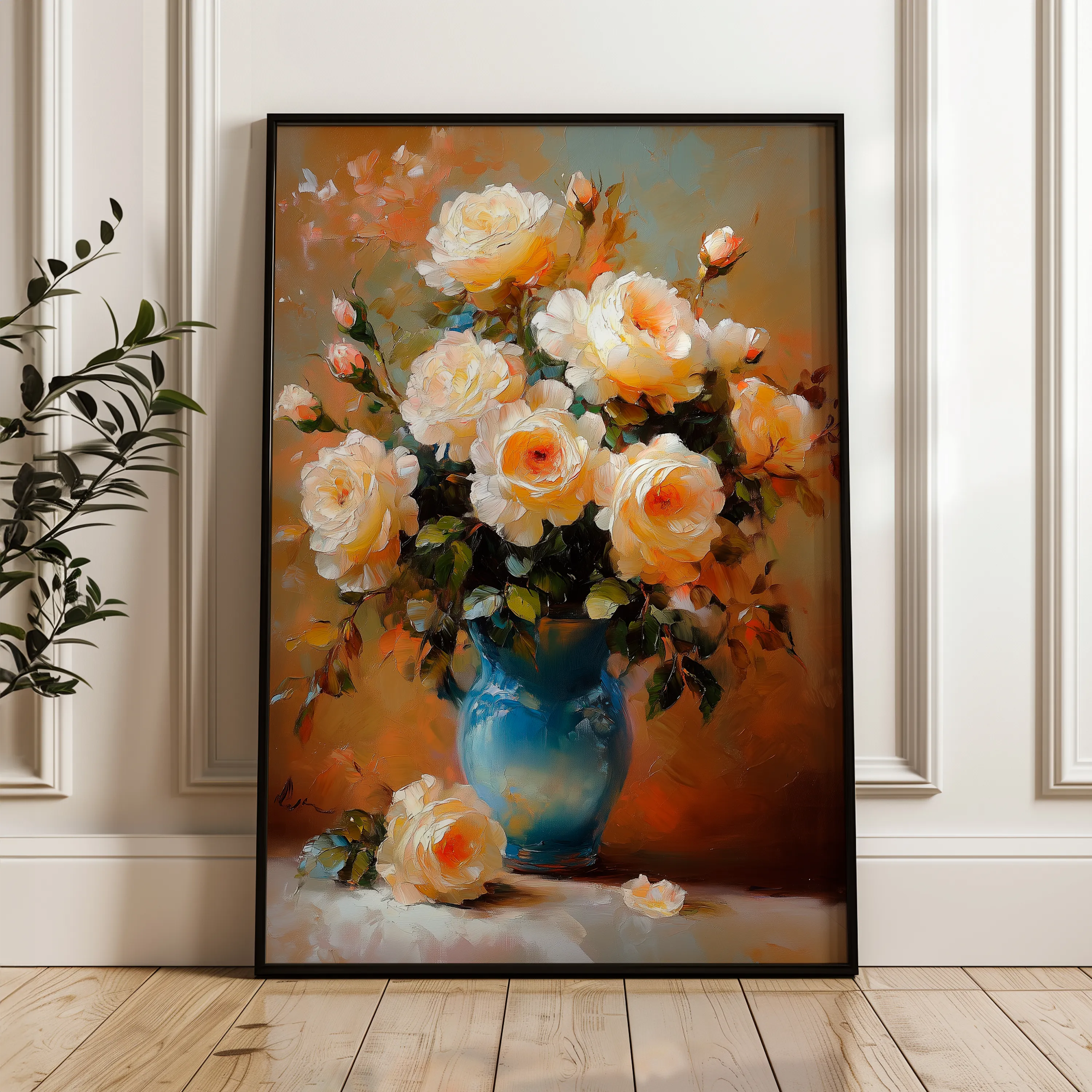 Floral 1517 Canvas Art 60 x 40 cm / Black