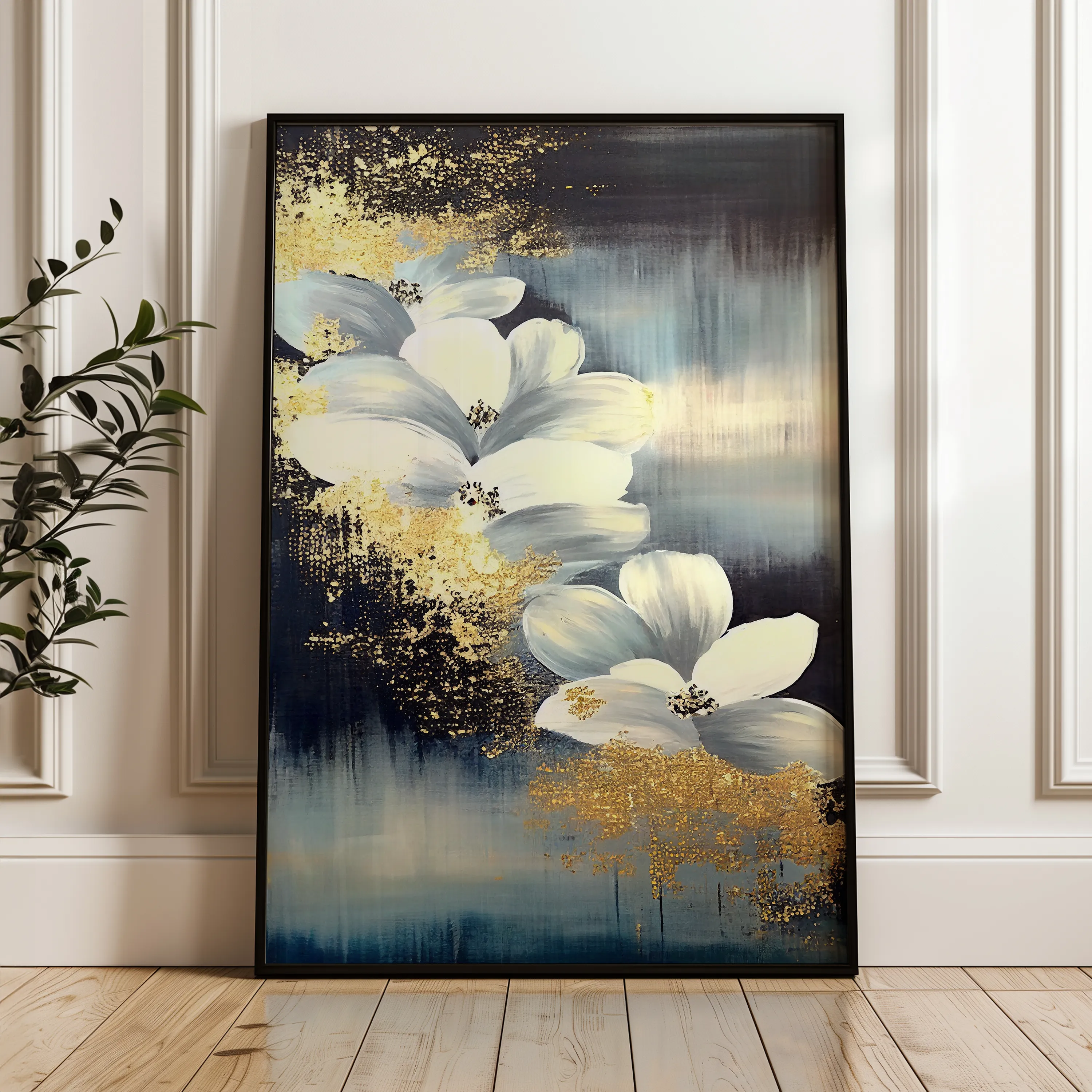Floral 152 Canvas Art 60 x 40 cm / Black