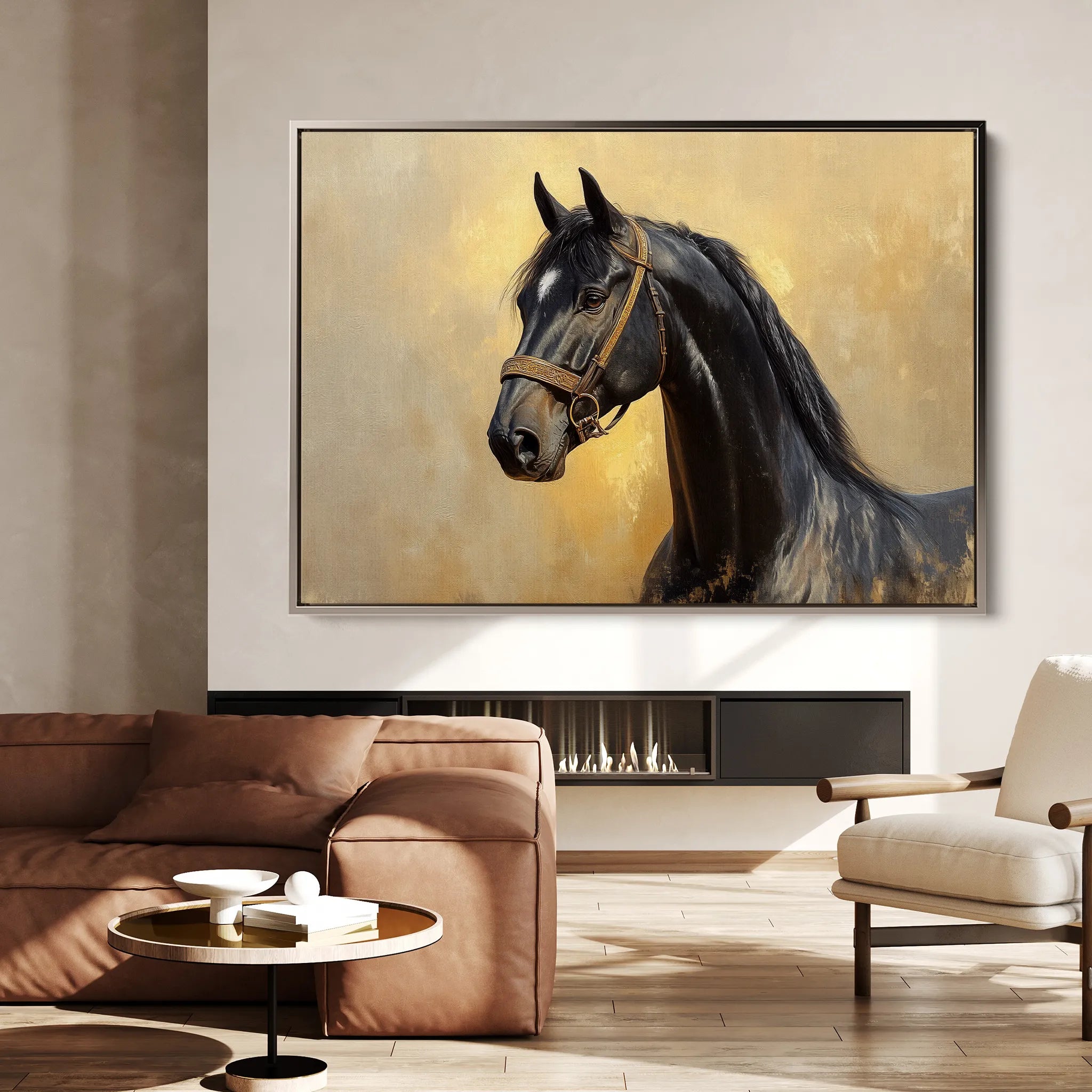 Horses 152 Canvas Art 60 x 40 cm / Black