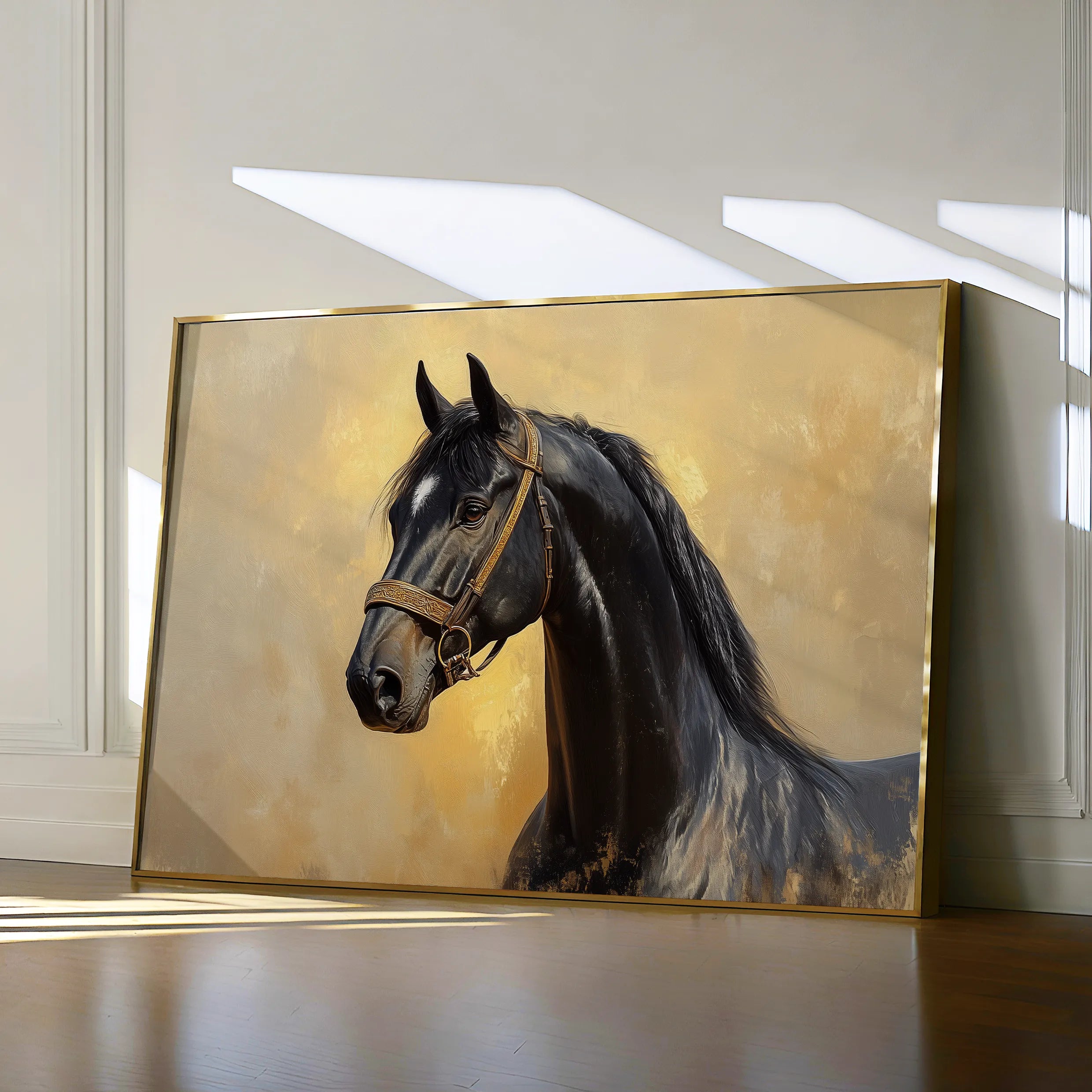 Horses 152 Canvas Art 60 x 40 cm / Black