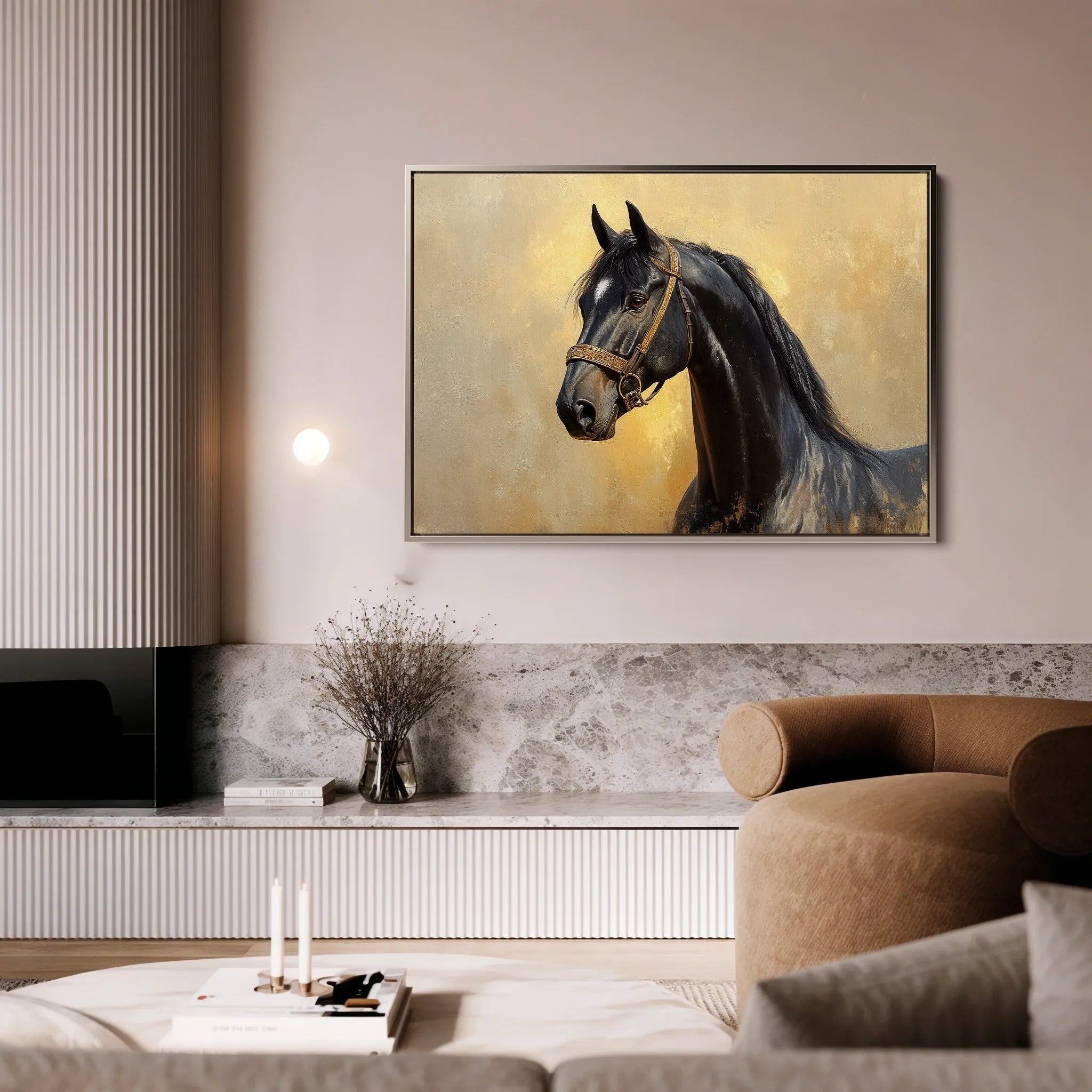 Horses 152 Canvas Art 60 x 40 cm / Black