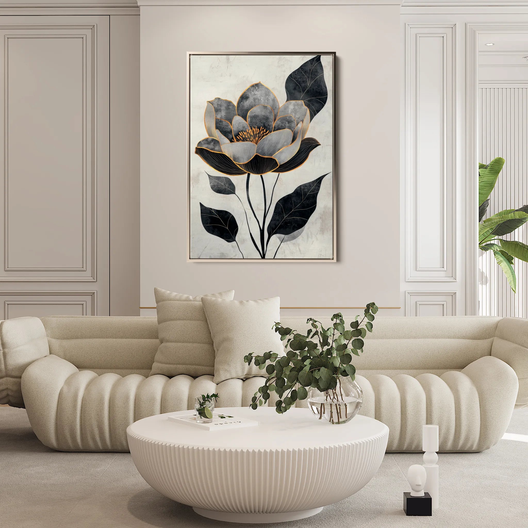 Floral 1520 Canvas Art 60 x 40 cm / Black