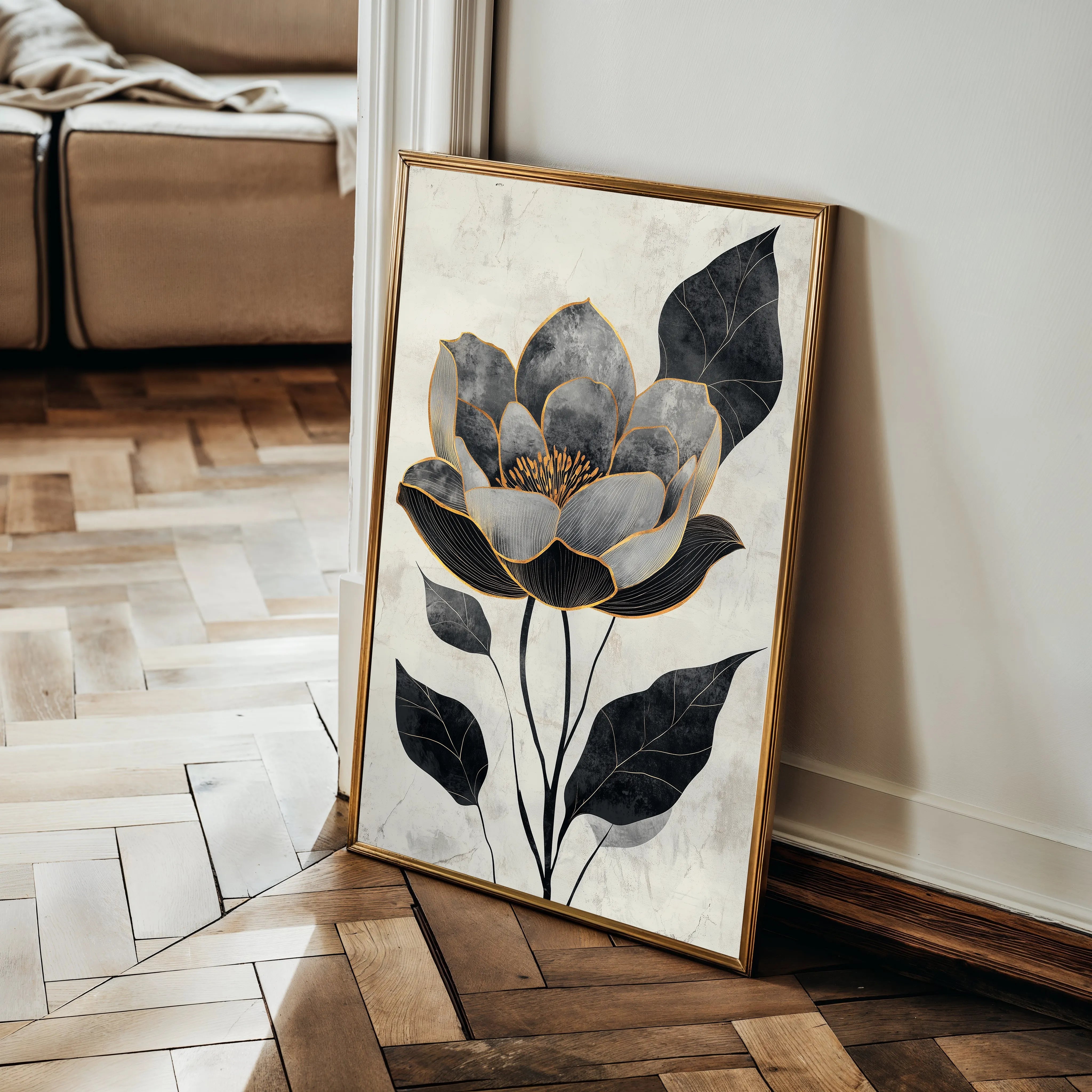 Floral 1520 Canvas Art 60 x 40 cm / Black