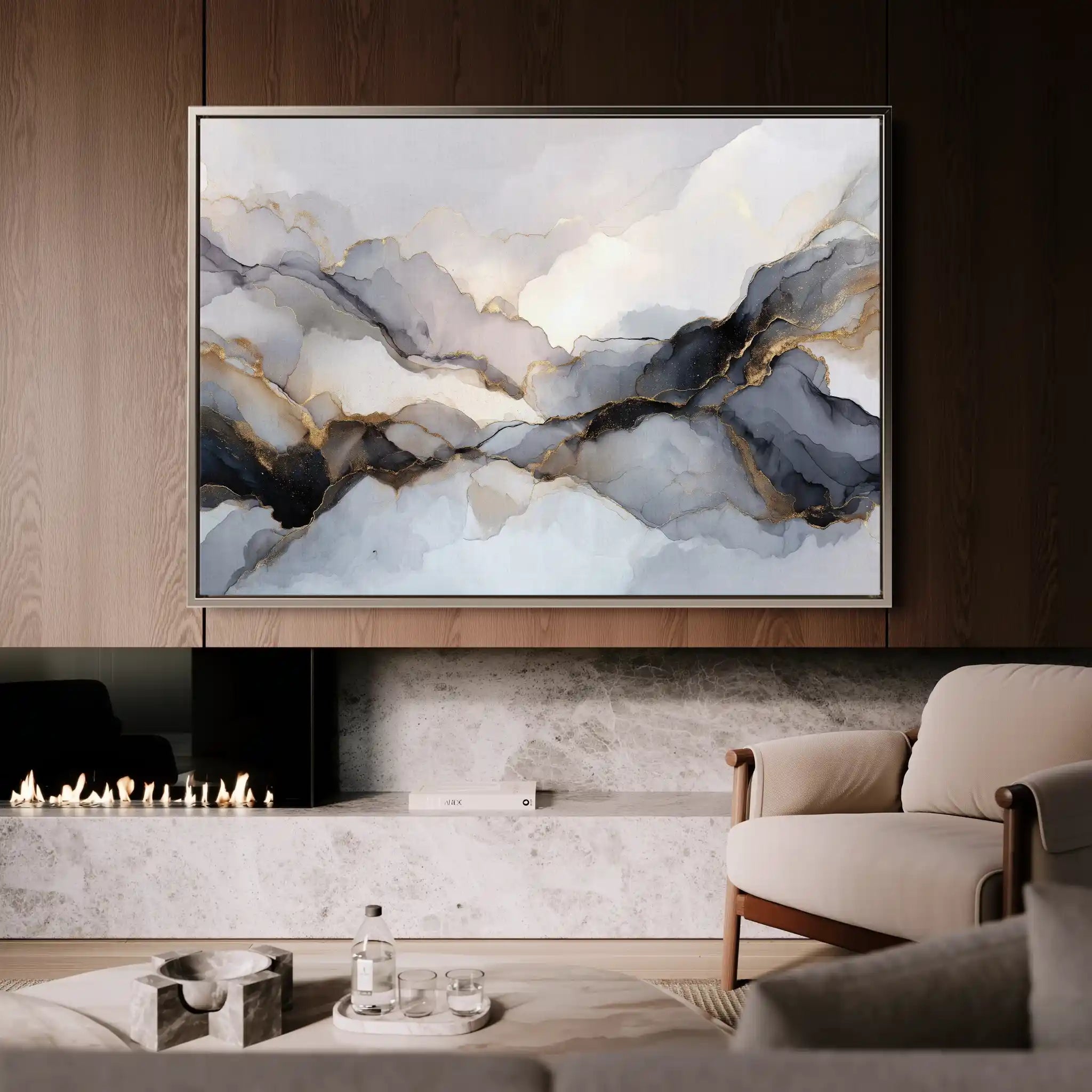 Abstract 1523 Canvas Art 60 x 40 cm / Black