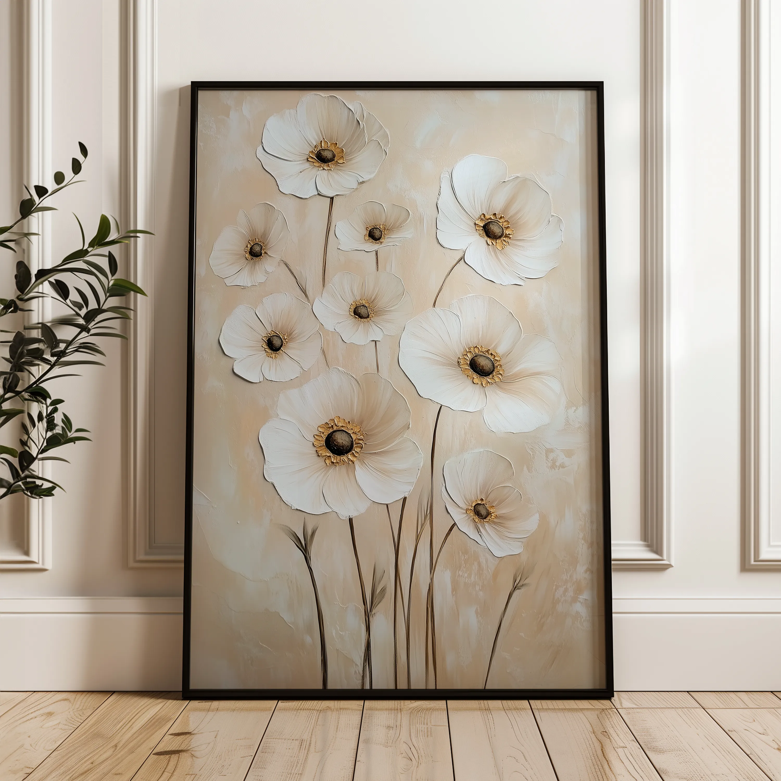 Floral 1523 Canvas Art 60 x 40 cm / Black