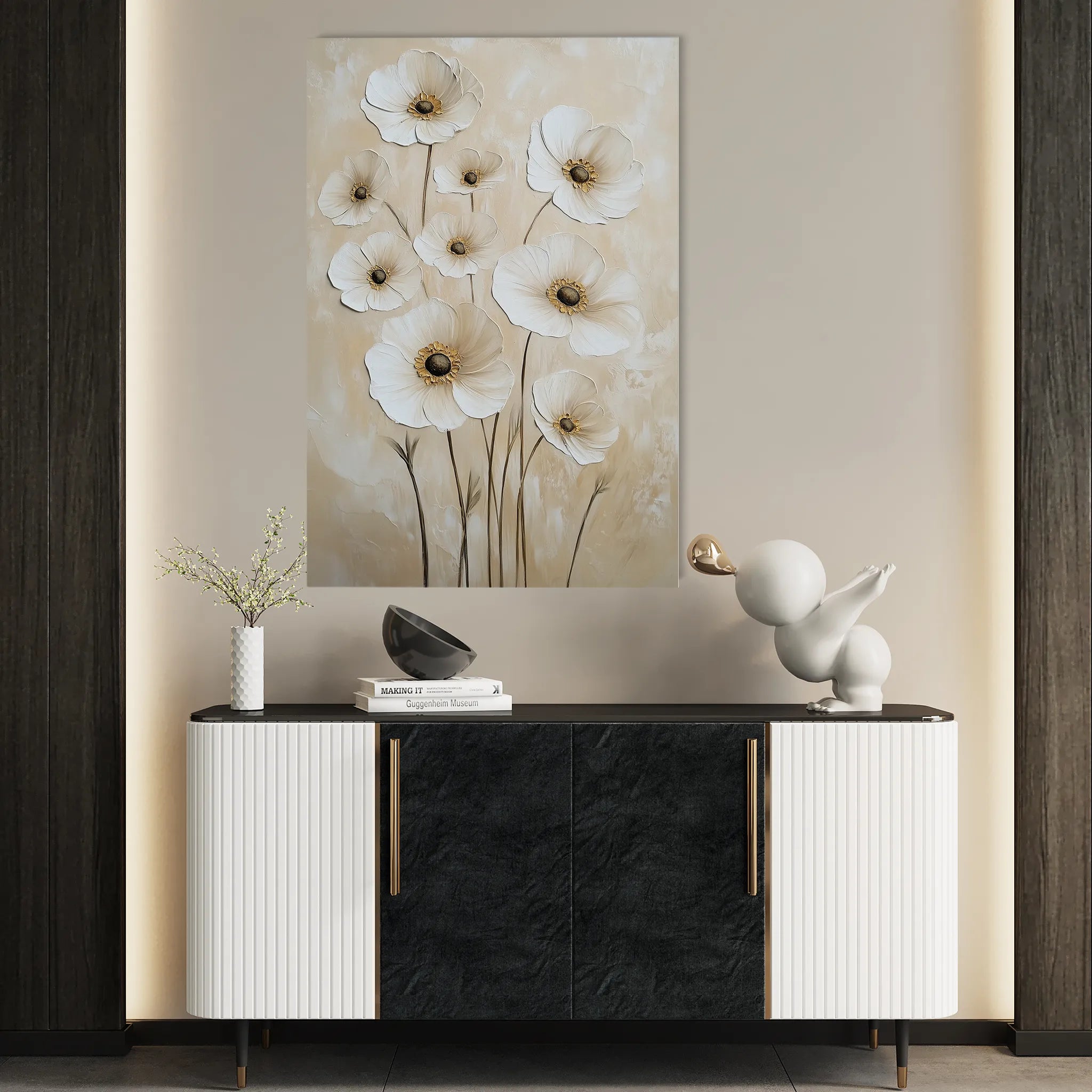 Floral 1523 Canvas Art 60 x 40 cm / Black