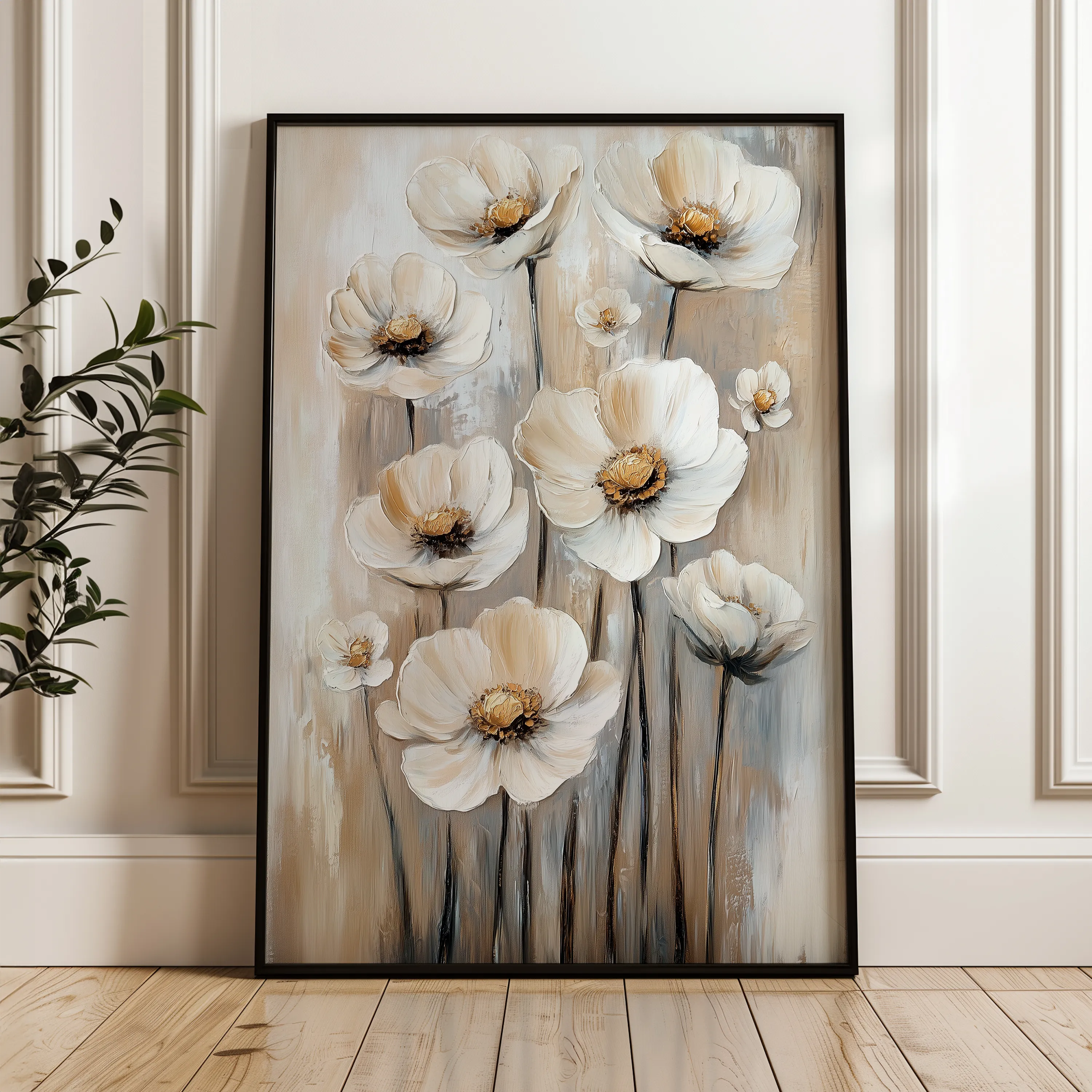 Floral 1524 Canvas Art 60 x 40 cm / Black