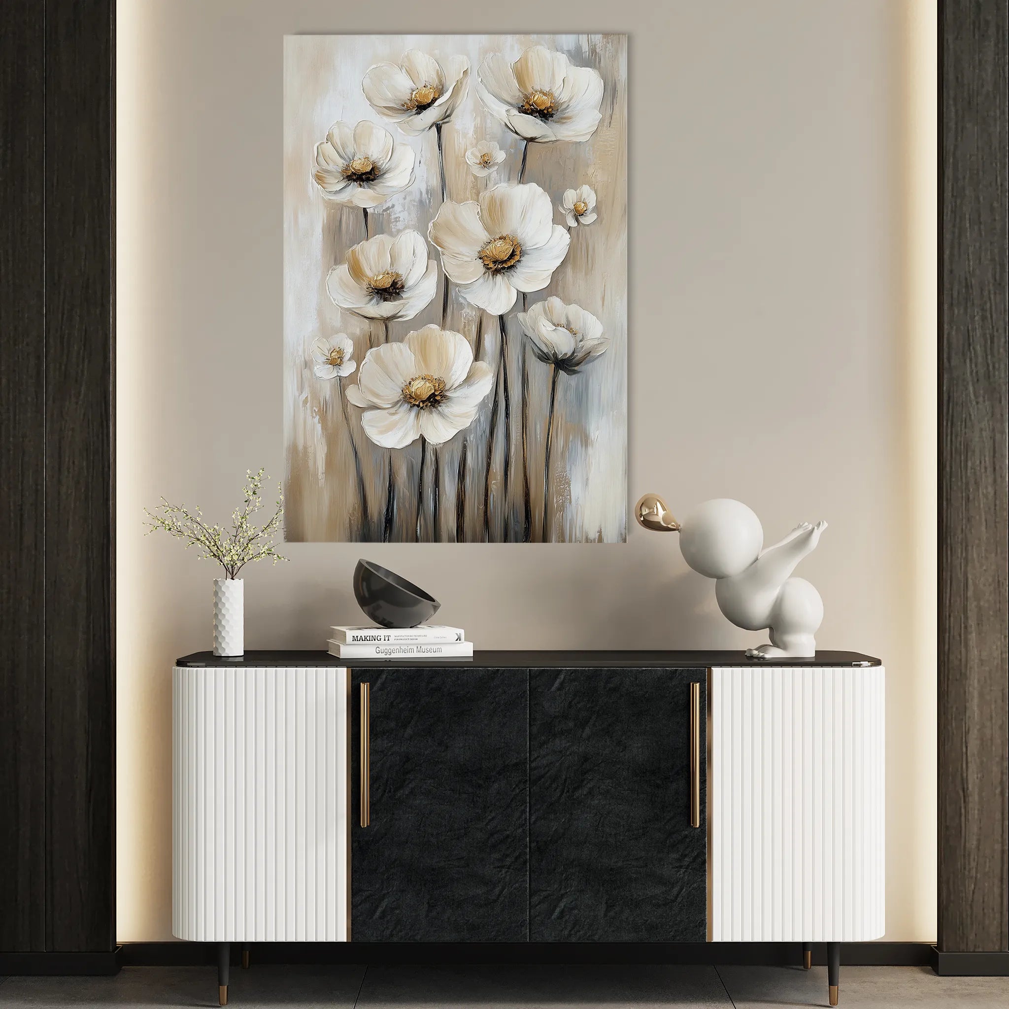 Floral 1524 Canvas Art 60 x 40 cm / Black