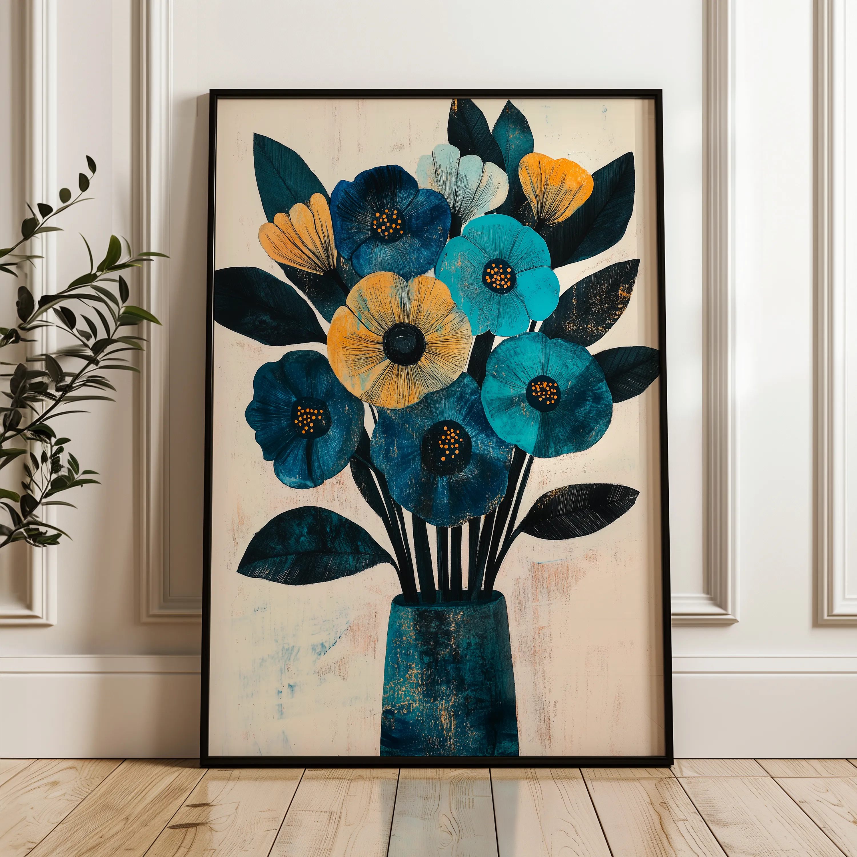 Floral 1525 Canvas Art 60 x 40 cm / Black