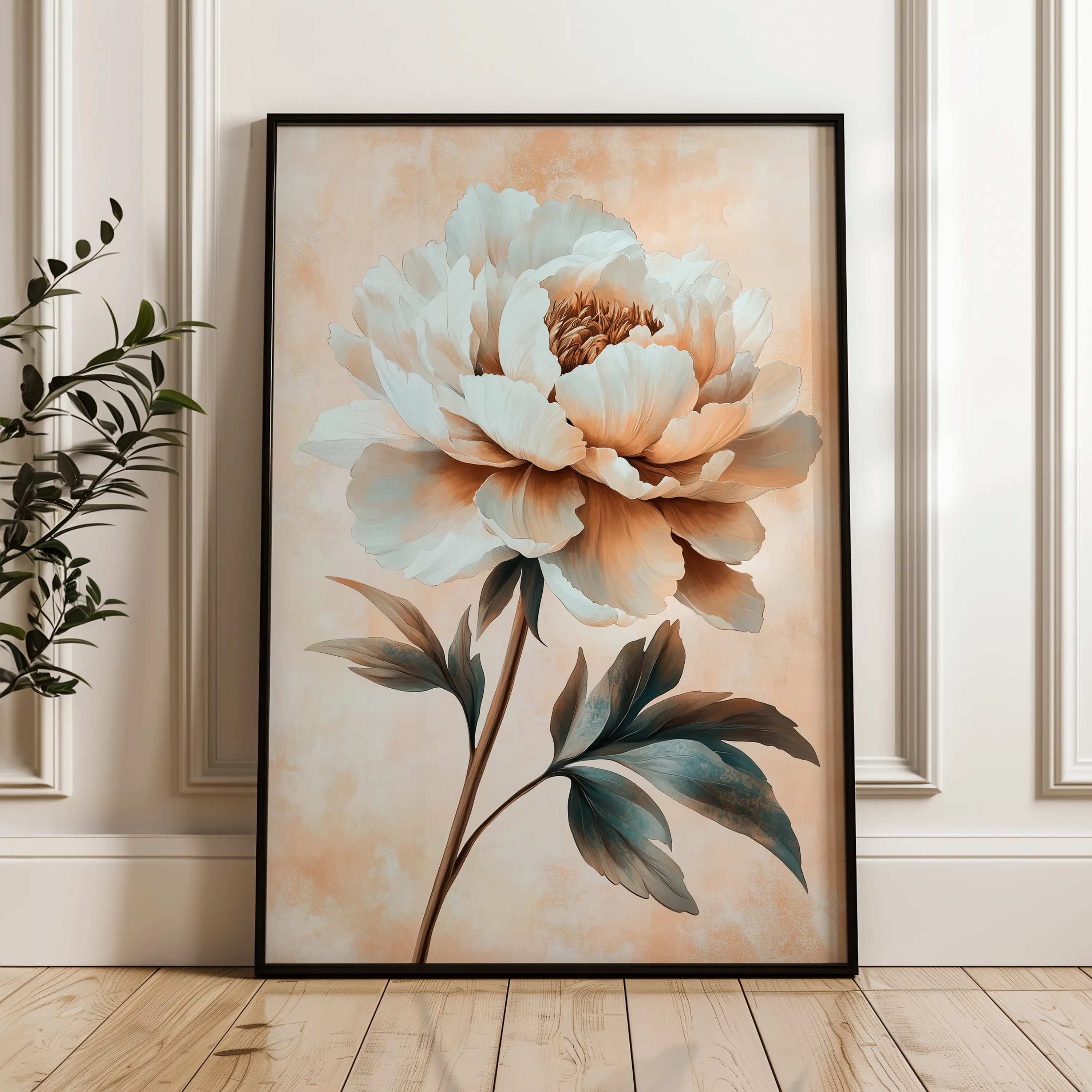 Floral 1526 Canvas Art 60 x 40 cm / Black